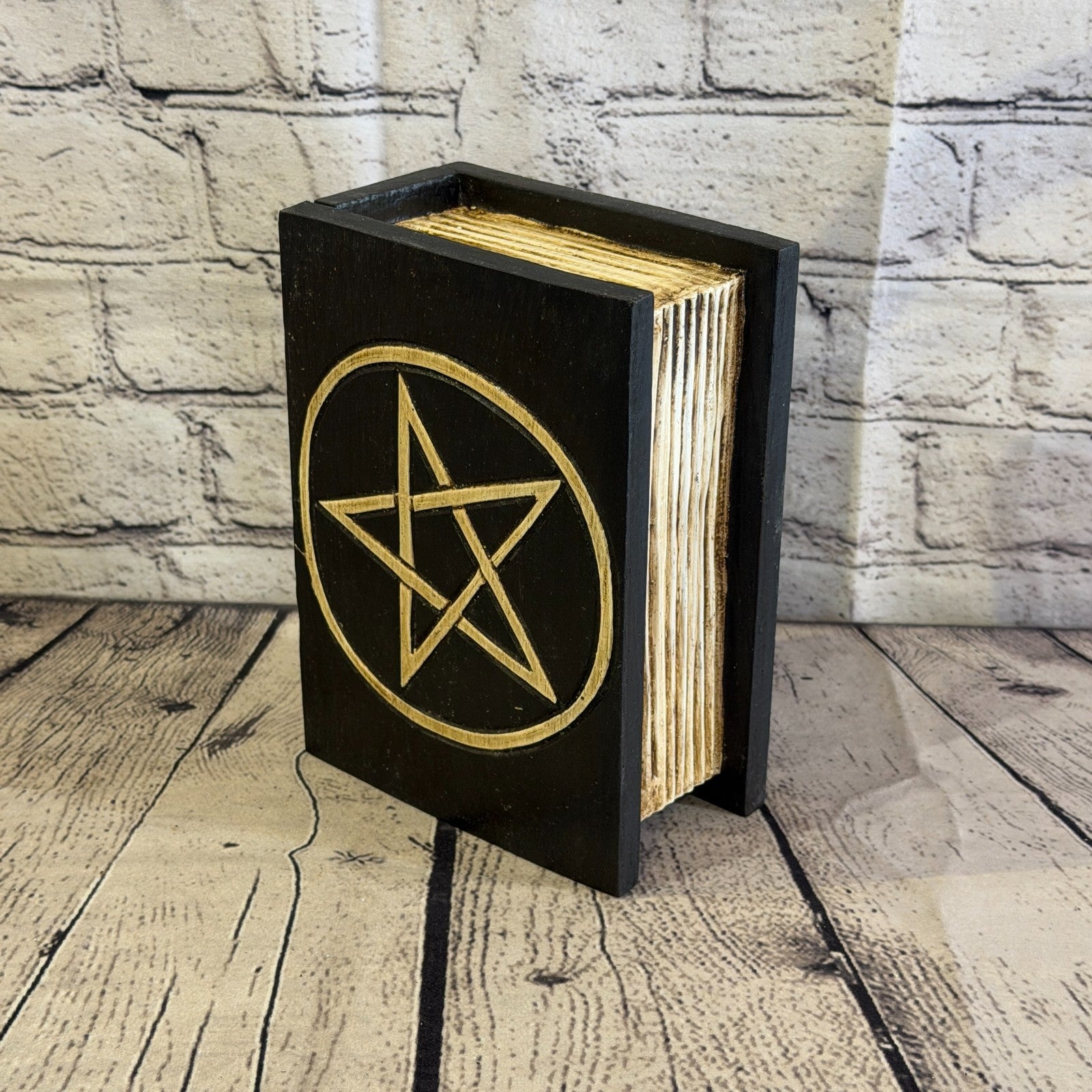 20cm x 12cm x 8cm Book Wood Gothic Pentagram Skull Coffin Jewellery Trinket Box0