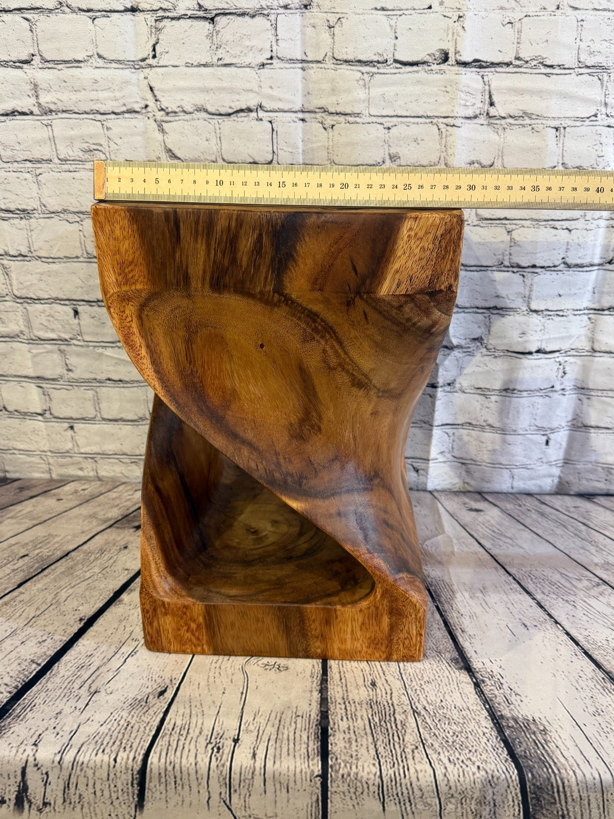 45cm x 30cm x 30cm Wooden Teak Wood Twist Cube Table Sculpture Root Ornament5