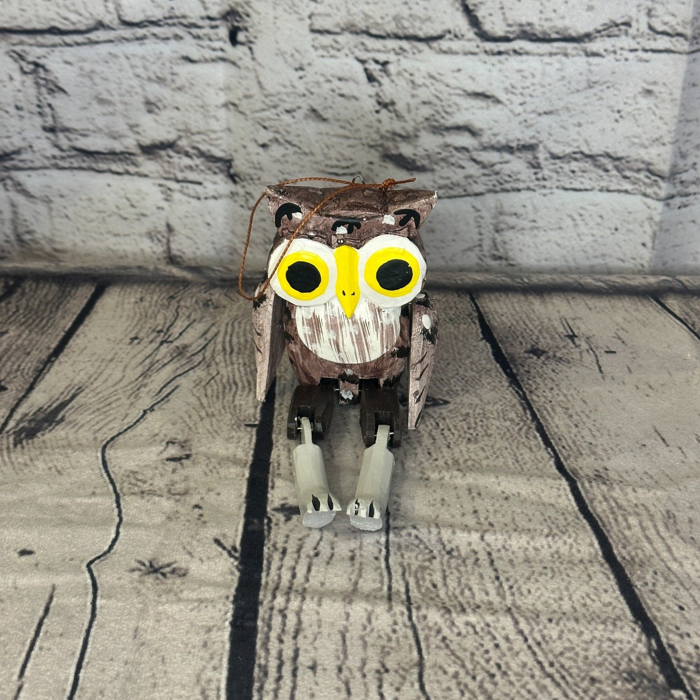 10cm Bright Owl Sitting Animal, Wooden Shelf Ornament Handmade and Fairtrade1