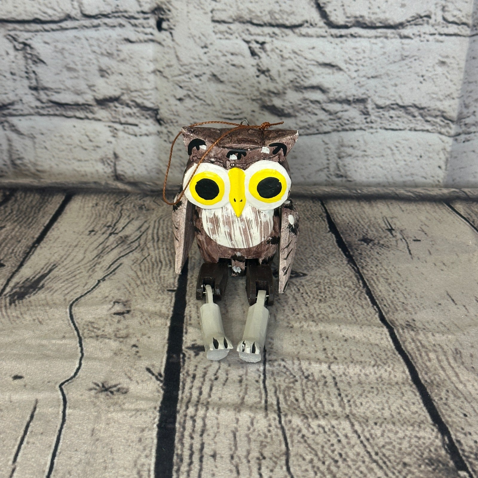 10cm Bright Owl Sitting Animal, Wooden Shelf Ornament Handmade and Fairtrade1