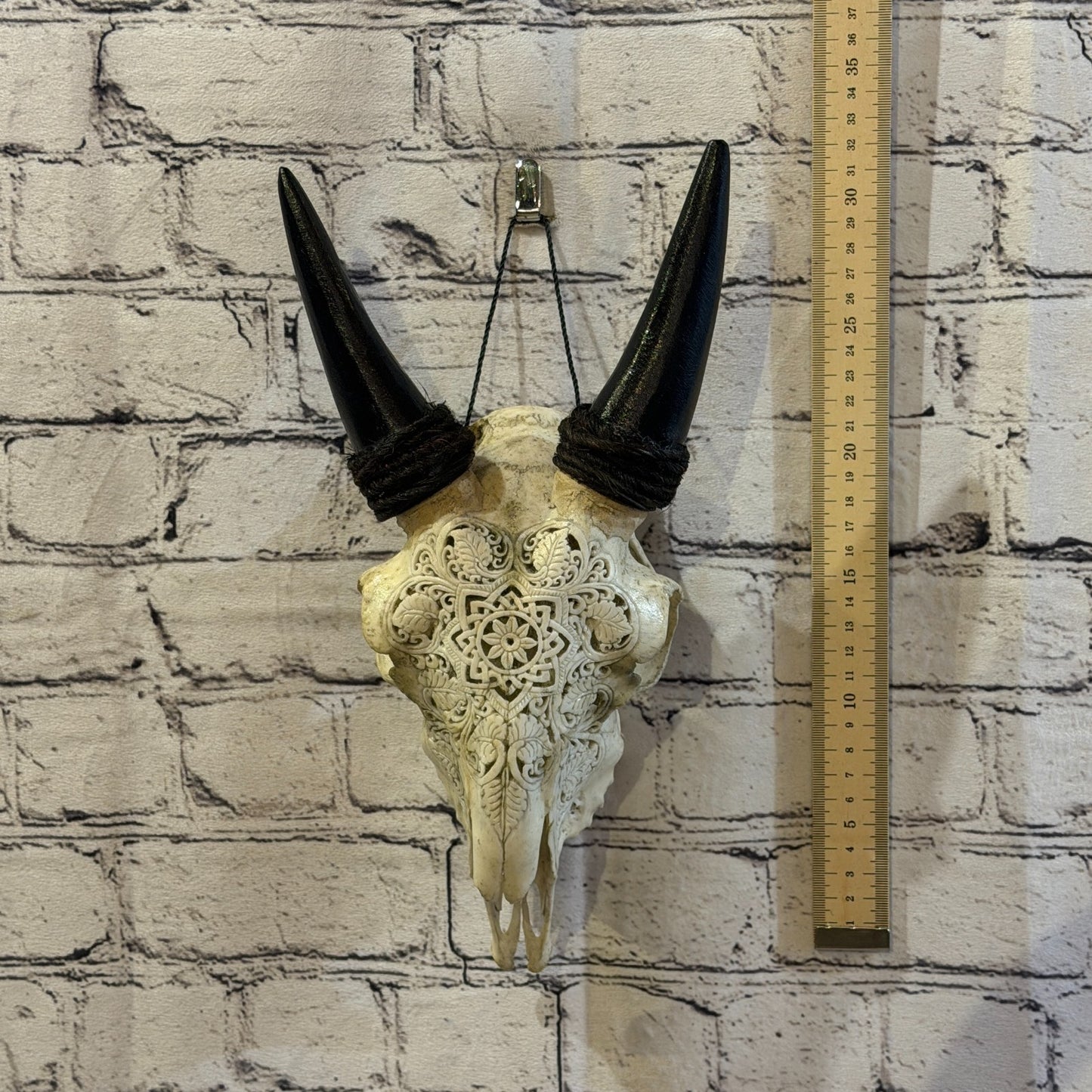 30cm Carved Buffalo Ram Wild Replica Skulls Wall Hanging Carved Stand Design 55