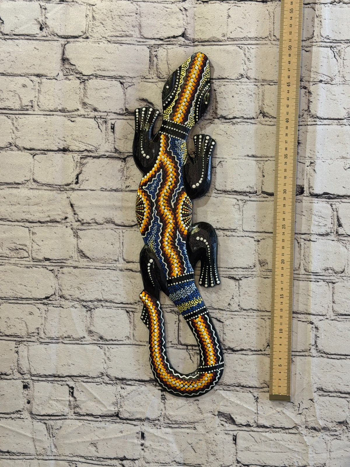 50cm Gecko Carved Wooden Dot Painted Ethnic Tribal Tiki Wall Art No 1 New4