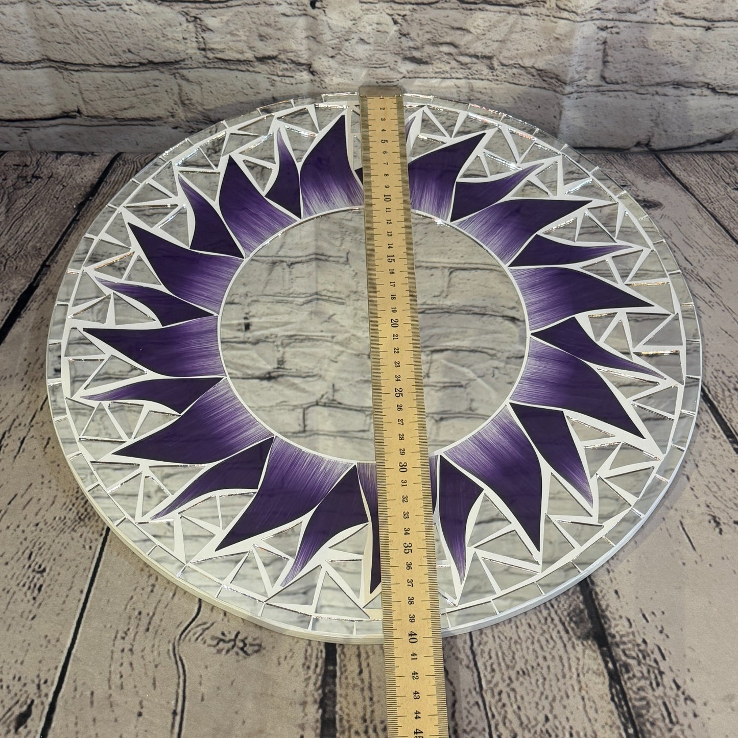 Purple Sun Flame Mosaic Tile Wall Mirror 40cm x 40cm 16 Inches Handmade4