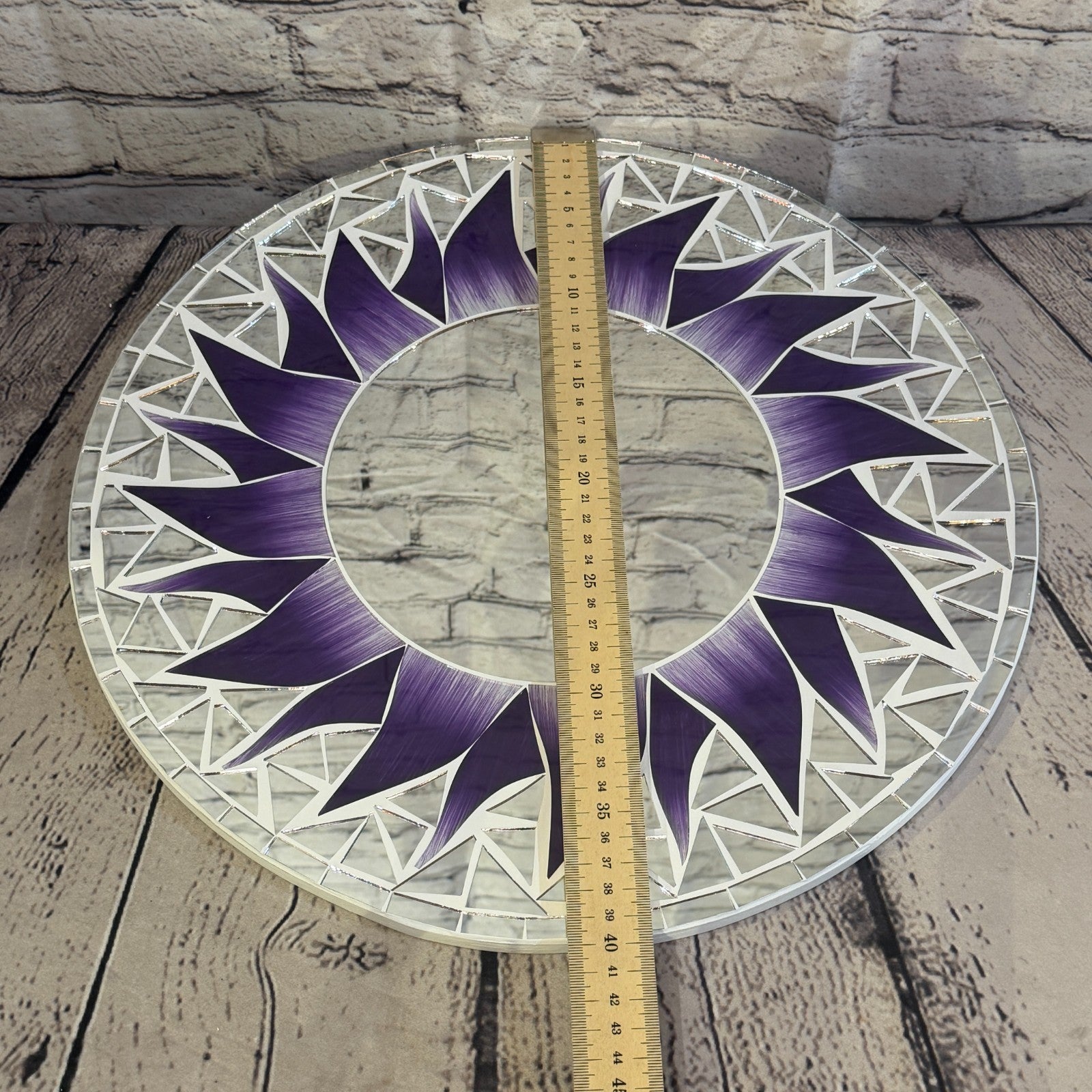 Purple Sun Flame Mosaic Tile Wall Mirror 40cm x 40cm 16 Inches Handmade4