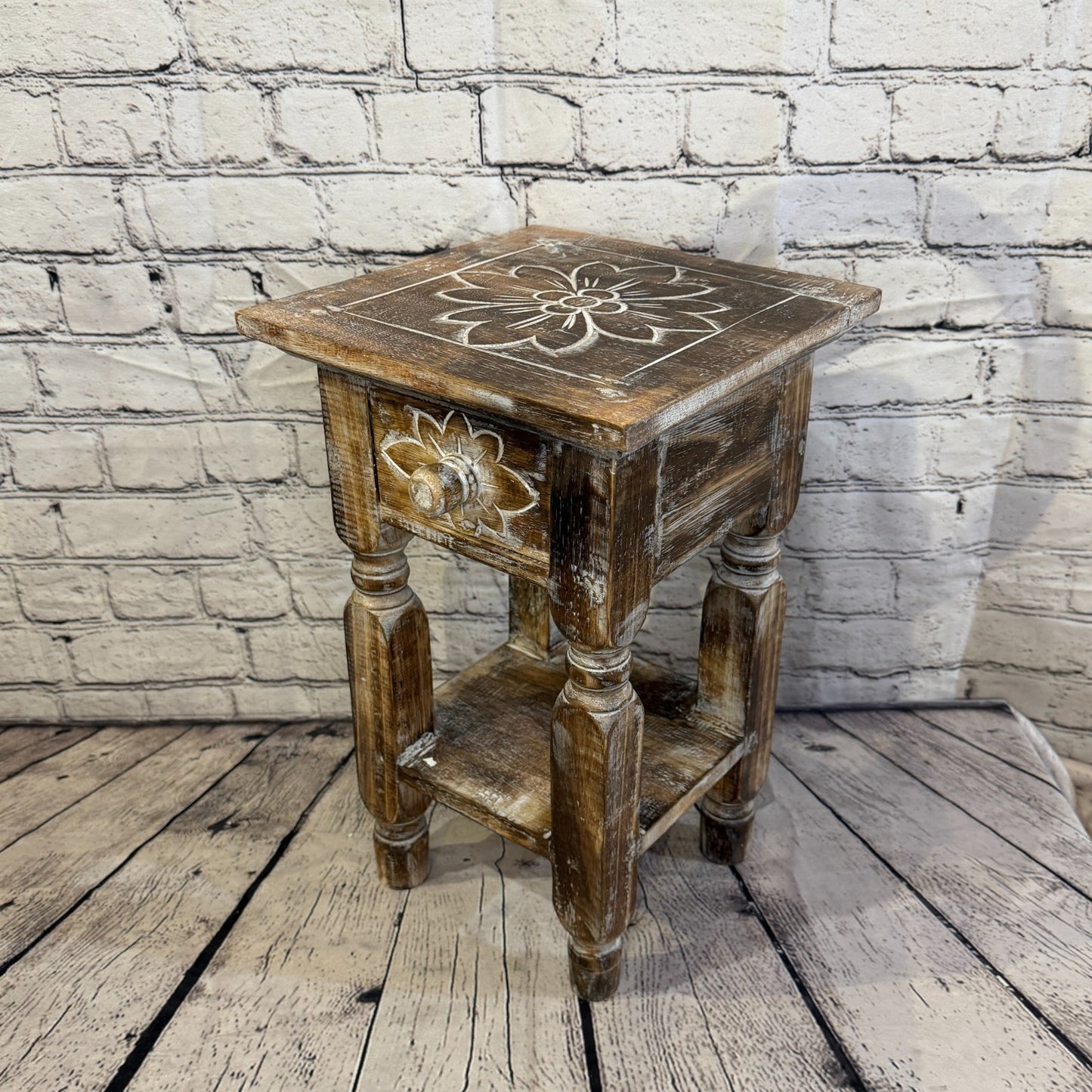 40cm x 27cm Brown Table  Wooden Side Cabinet Living Hallway Storage Furniture0