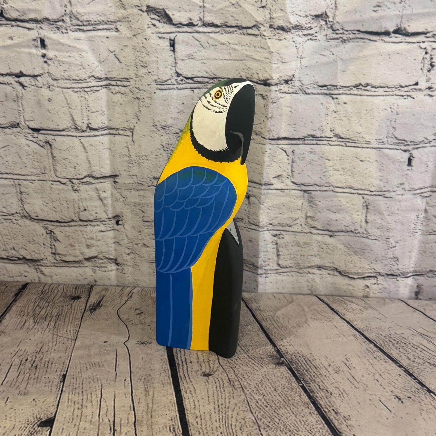 30cm Bright Blue Parrot Bird Ornament Statue Fair Trade Hand Made Carved Wood0