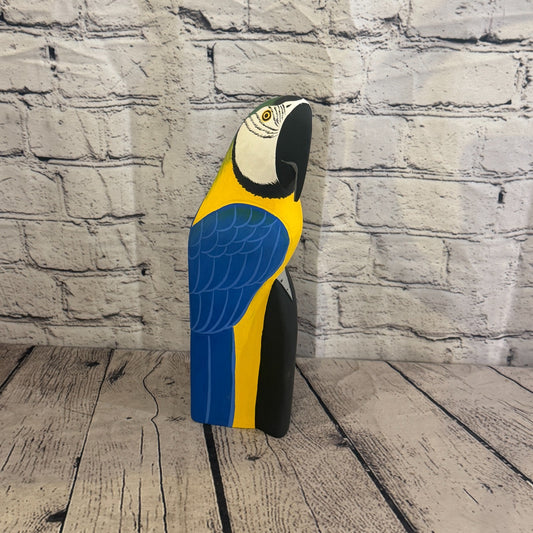 30cm Bright Blue Parrot Bird Ornament Statue Fair Trade Hand Made Carved Wood0