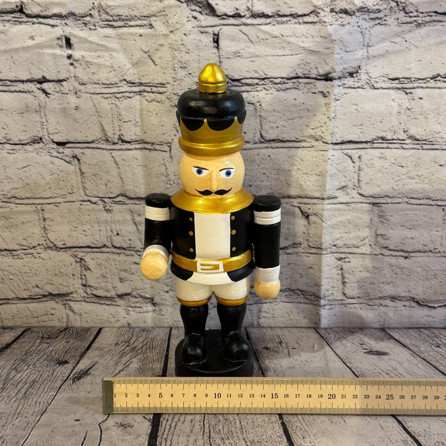 30cm Black Top Hat Nut Cracker Soldier Handcrafted Wood Xmas Christmas Ornament6