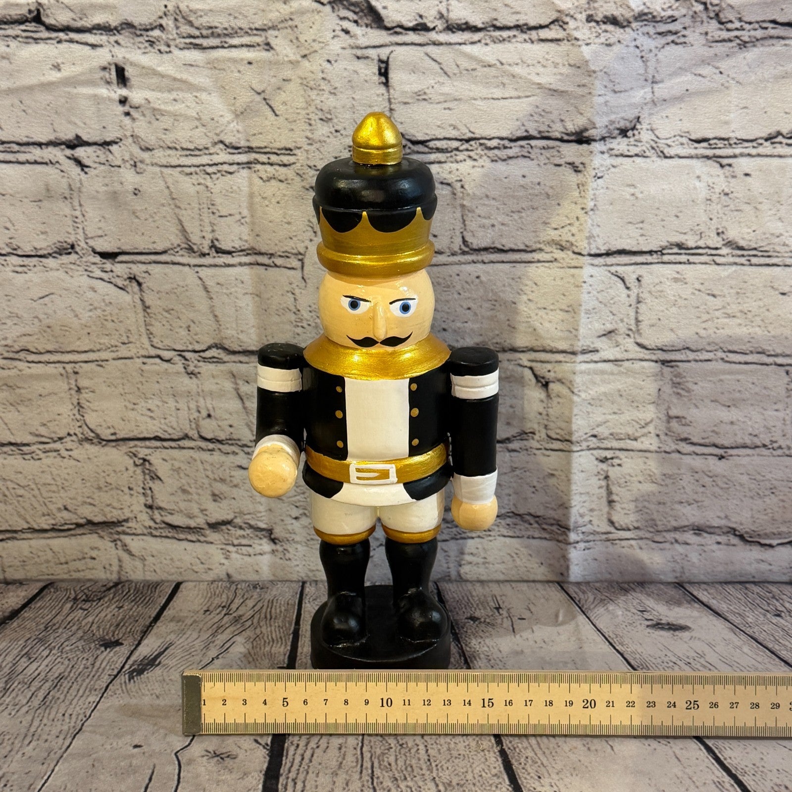 30cm Black Top Hat Nut Cracker Soldier Handcrafted Wood Xmas Christmas Ornament6