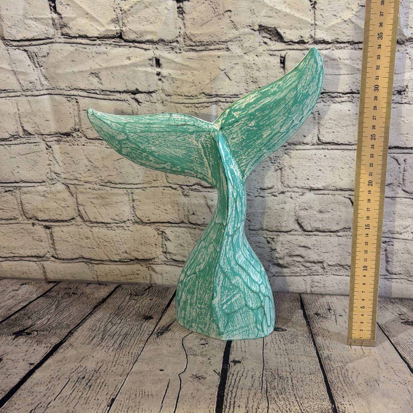 35cm x 35cm Whale Tail Green Fish Wood Coastal Ocean Bathroom Decoration5
