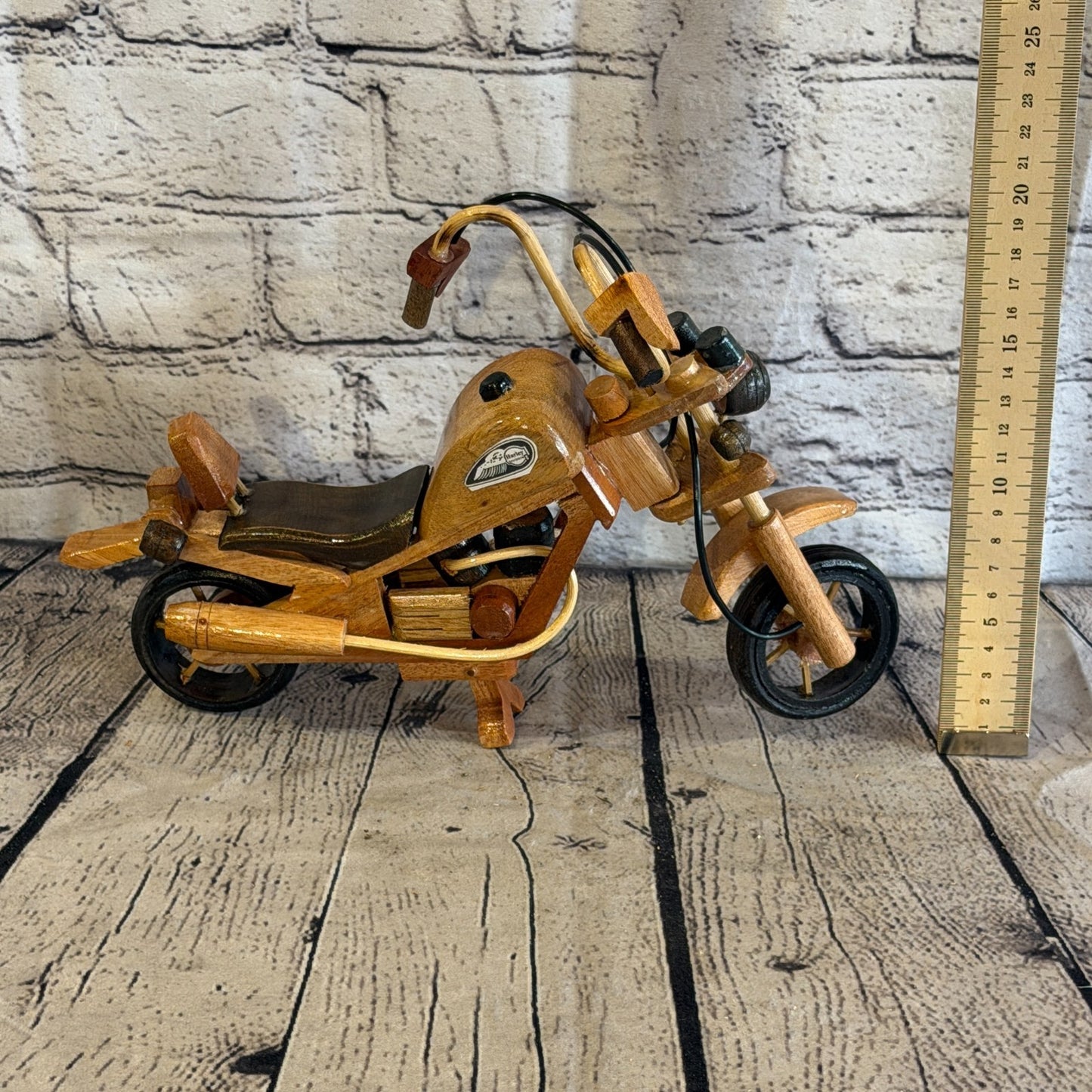 25cm Large Light Wood Motorbike Motorcycle Model Wooden Ornament Decorative Bike5