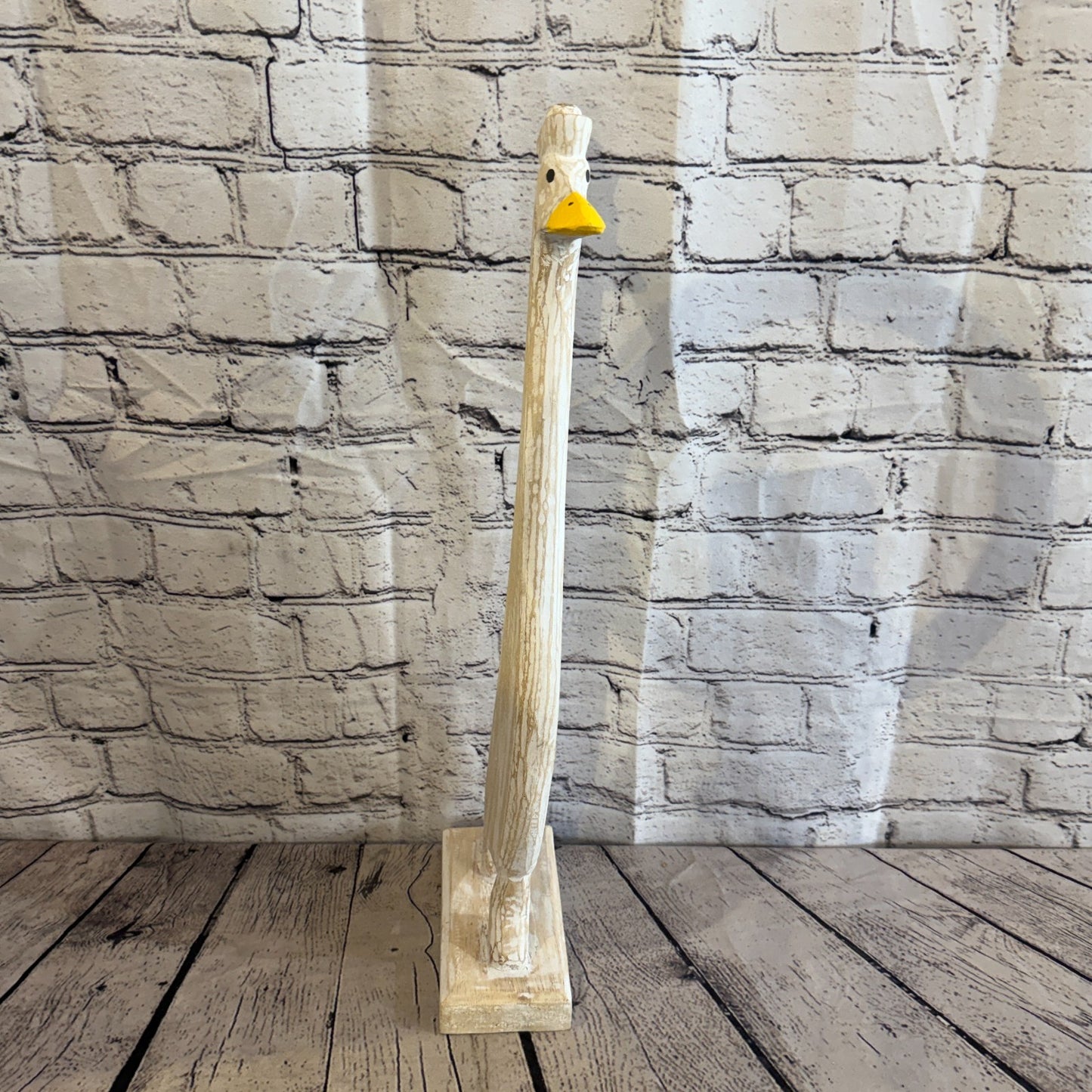 Looking Forward 50cm Tall Wooden White Duckling Baby Duck Shabby Wood Fairtrade1