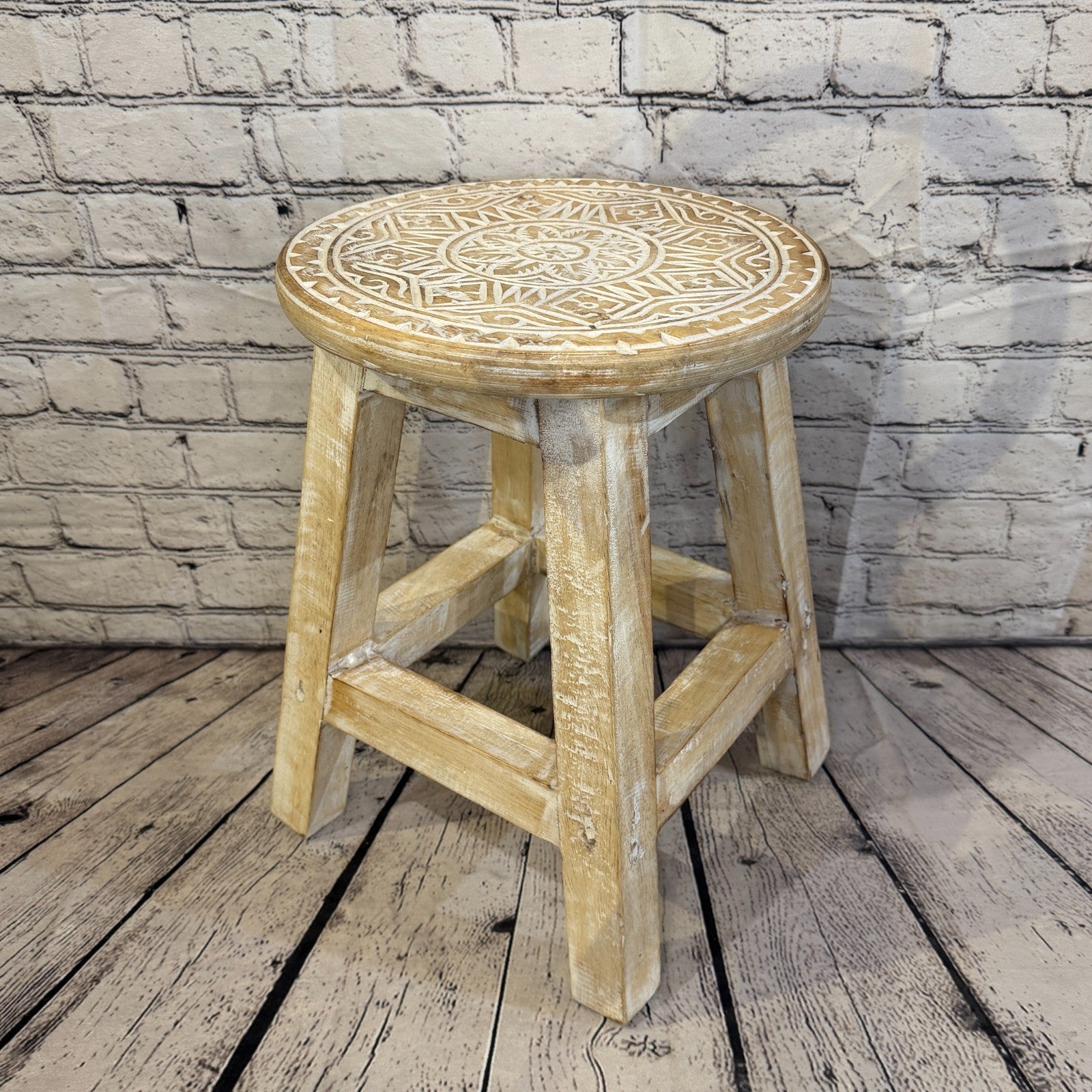 40cm x 30cm White Stool Table Wooden Side Cabinet Living Hallway Furniture1