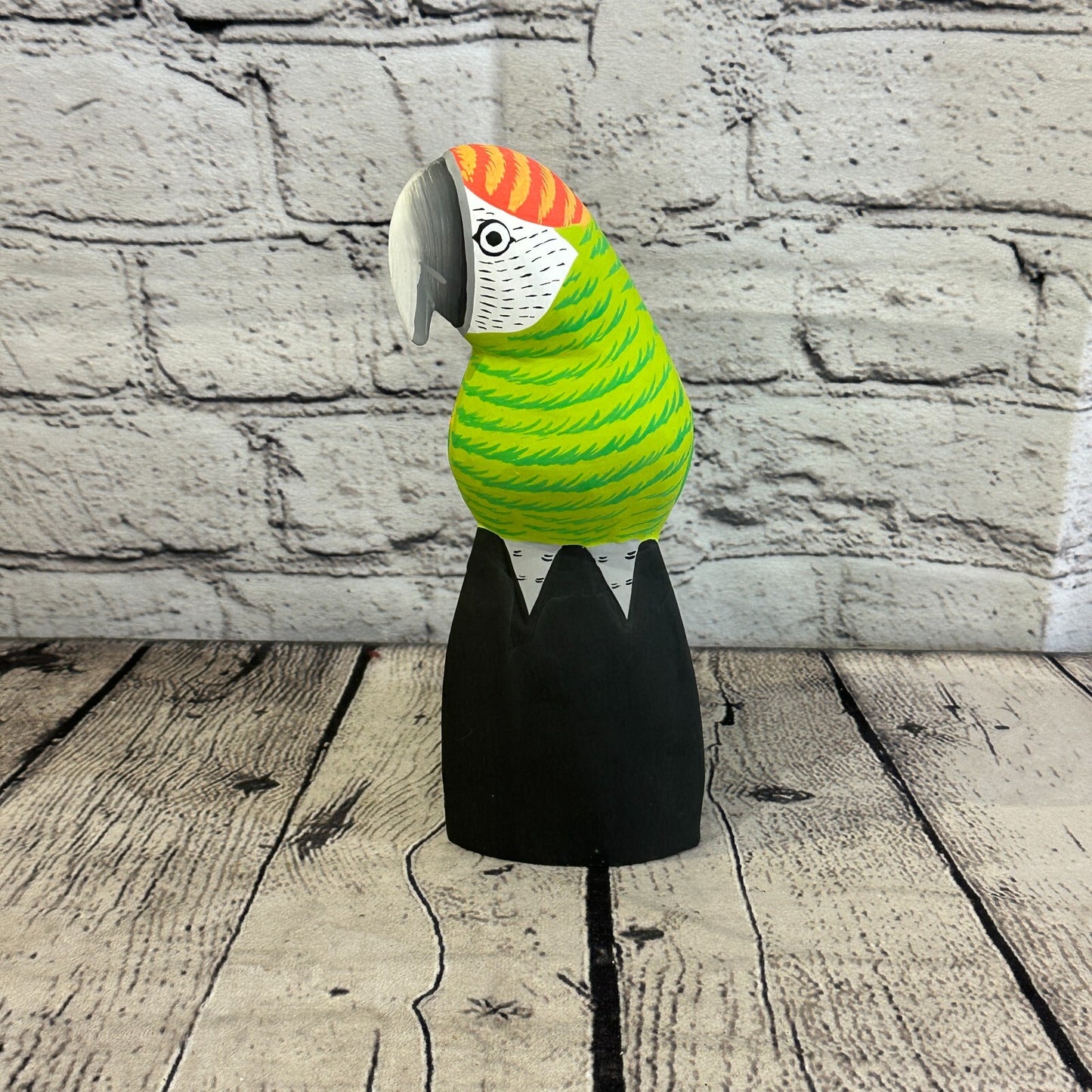 20cm Green Parrot Bird Ornament Statue Fair Trade Hand Made Carved Wood6