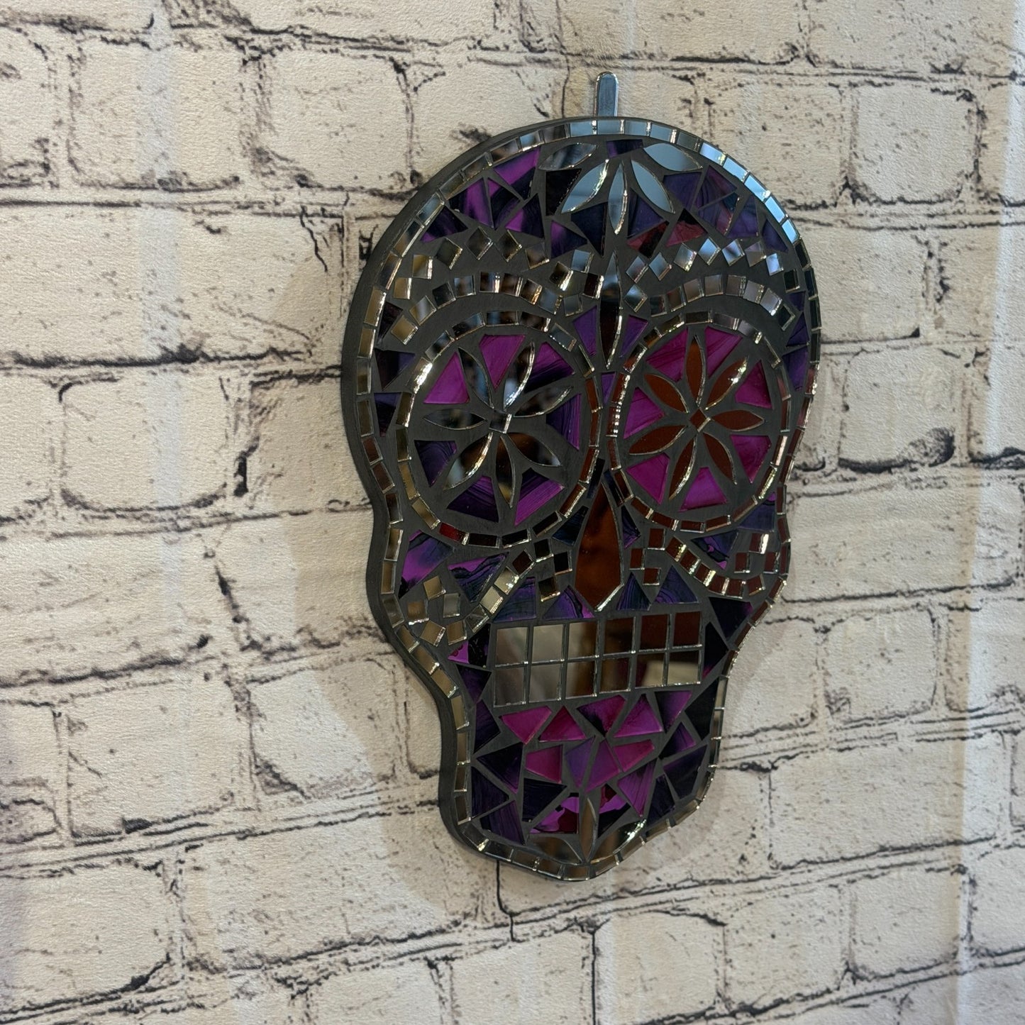 Purple Skull Mosaic Tile Wall Mirror 30cm x 20cm 12 Inches Handmade New1