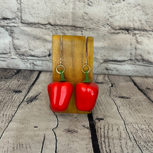 Red Pepper Plastic Novelty Party Dangle Drop Earrings Handmade UK Jewellery0