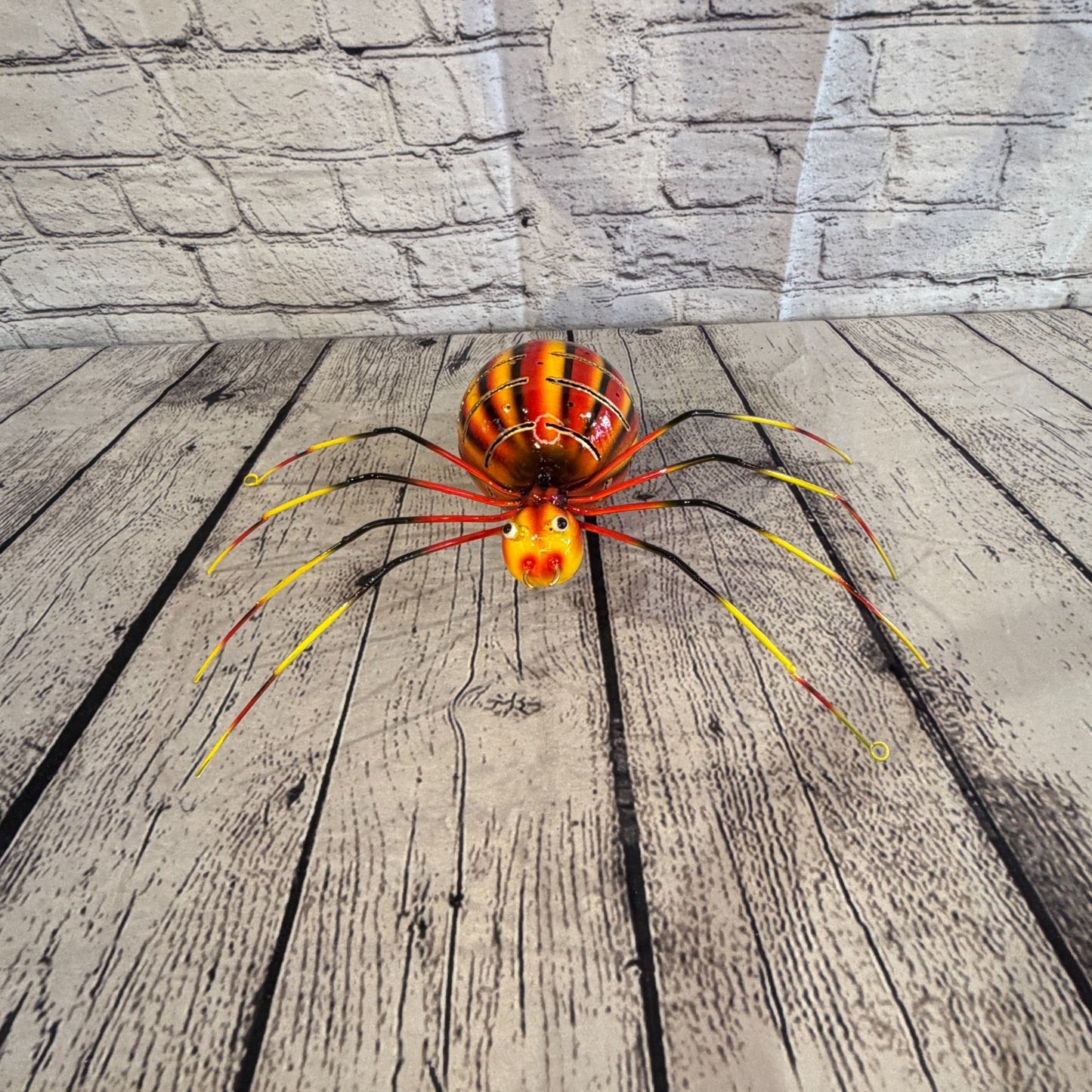35cm x 20cm Small Colourful Orange Spider Metal Tin Standing Ornament Statue1