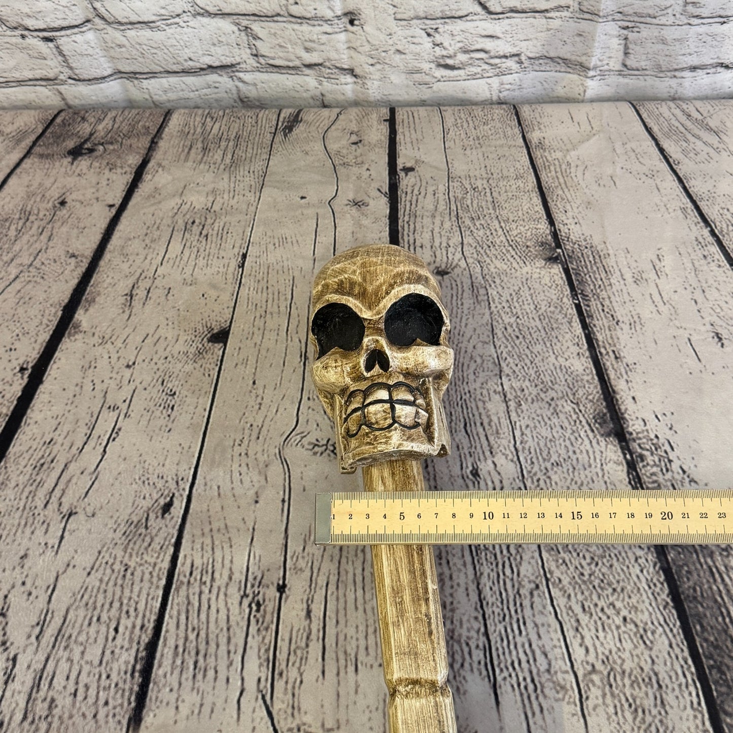 110cm Skeleton Skull Plain Wood Stick Hand Carved Halloween Walking Staff6