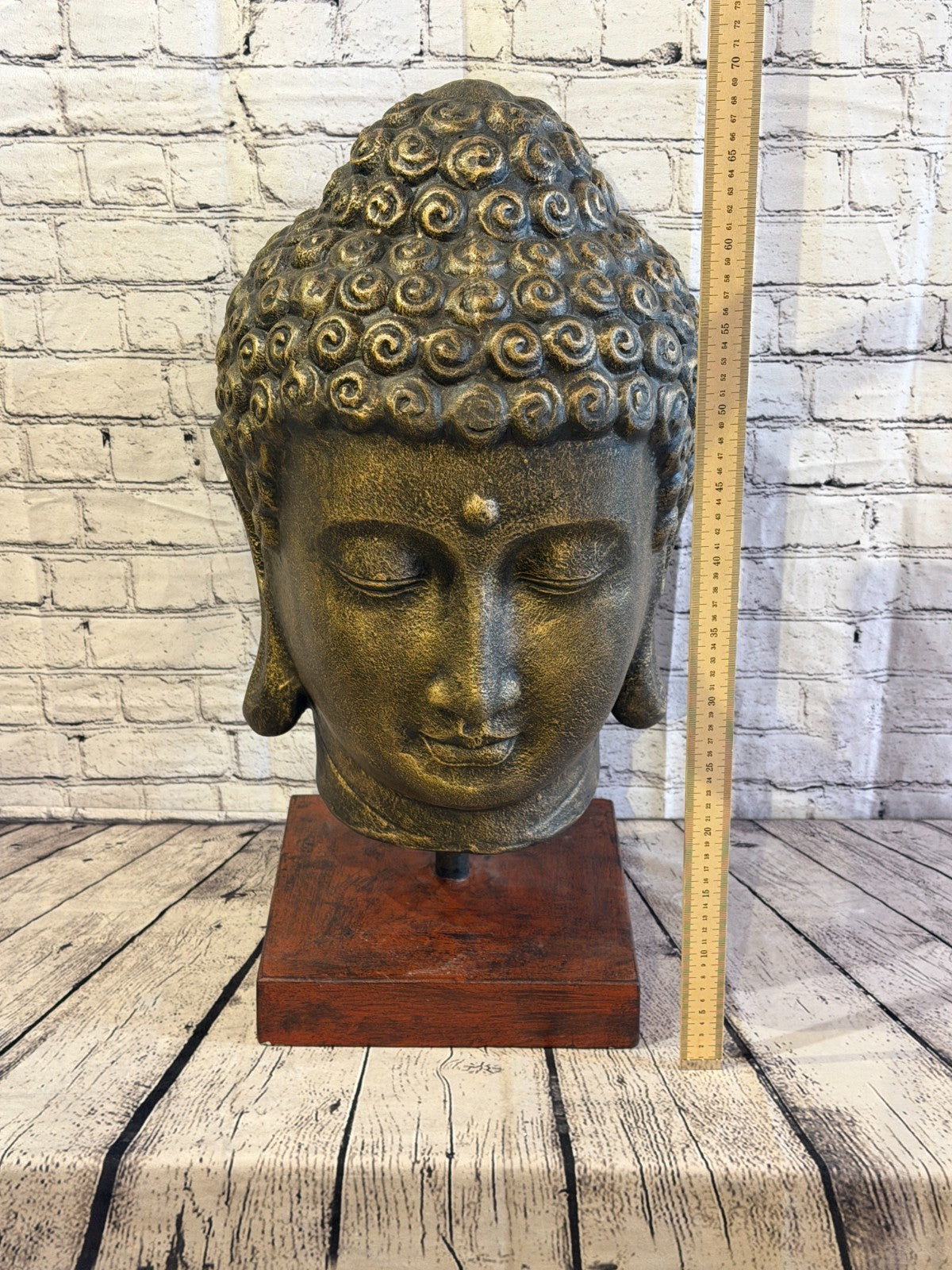 Bronze 70cm x 30cm Thai Buddha Head Peaceful On Base Statue Resin Hindu5