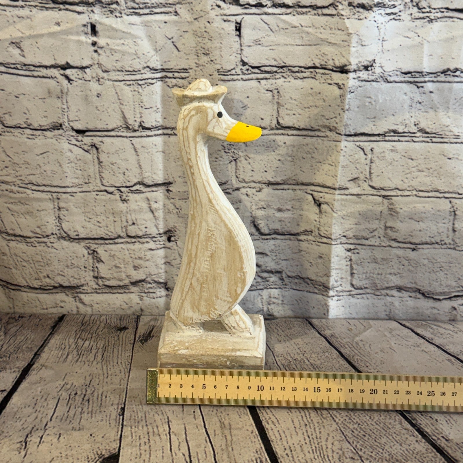 Looking Forward 28cm Tall Wooden White Duckling Baby Duck Shabby Wood Fairtrade6