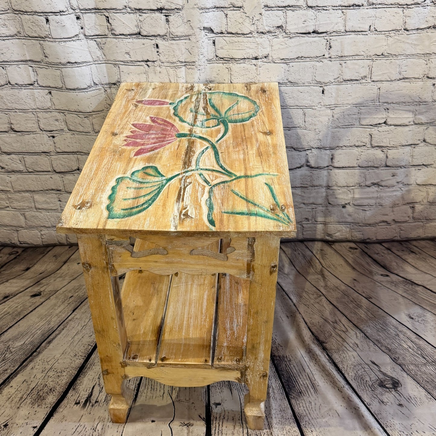 55cm x 60cm x 35cm Flower Table Wooden Side Cabinet Living Storage Furniture3