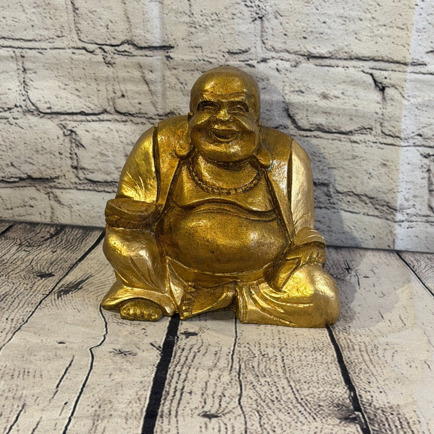 Bronze & Bronze 15cm x 15cm Large Chinese Buddha Sitting On Lotus Statue Resin1