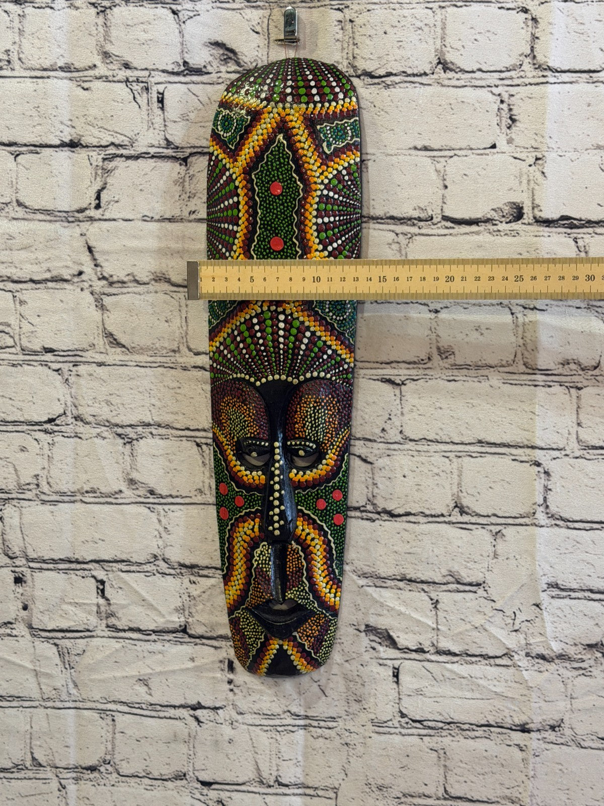 50cm Mask Carved Wooden Dot Painted Ethnic Tribal Tiki Wall Art No 6 New3