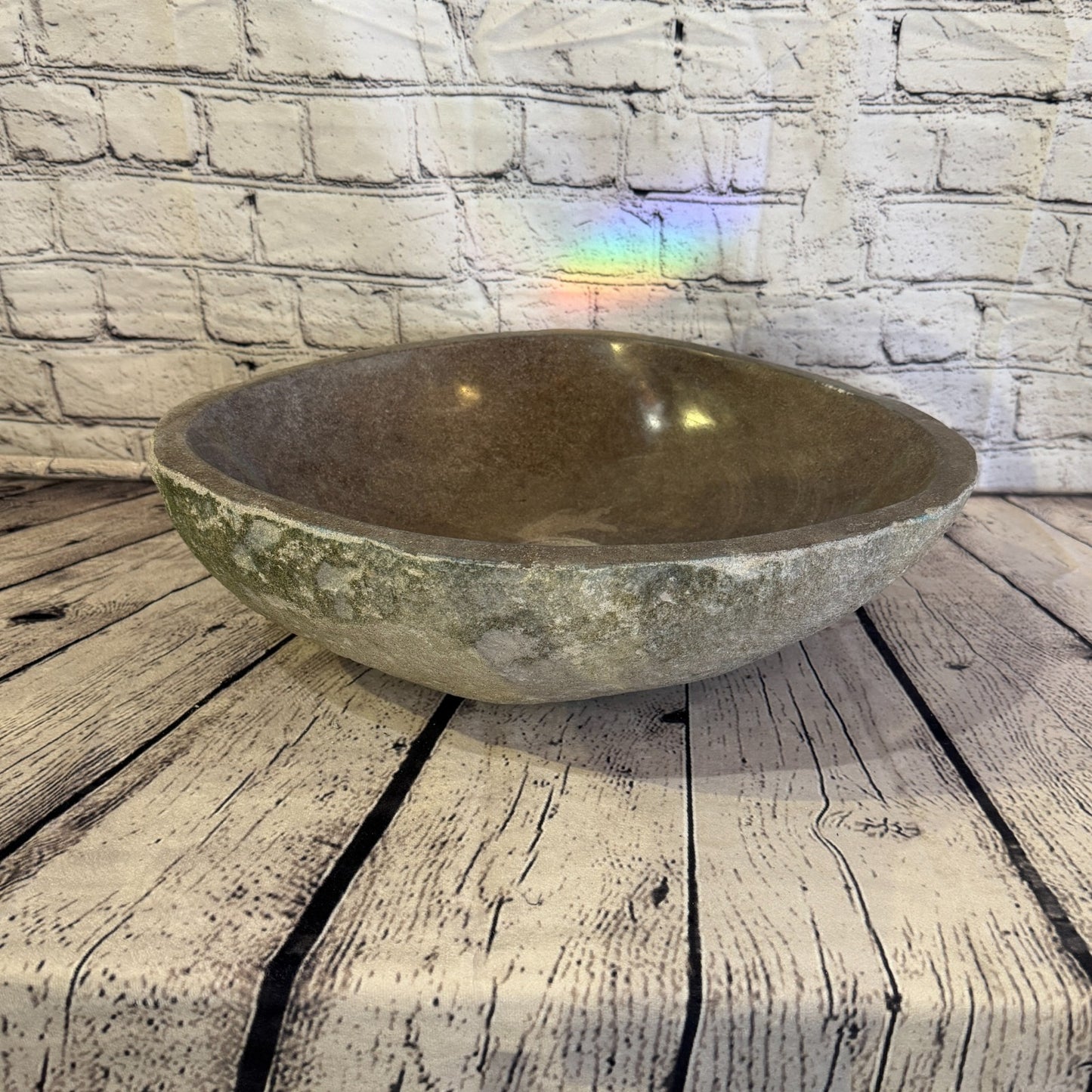 41cm x 34cm Wash Basin Bathroom Counter Top Washing River Stone Bowl Sink No 240