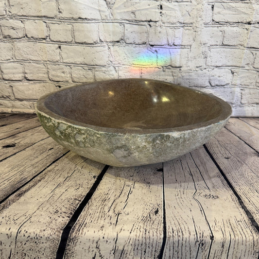 41cm x 34cm Wash Basin Bathroom Counter Top Washing River Stone Bowl Sink No 240