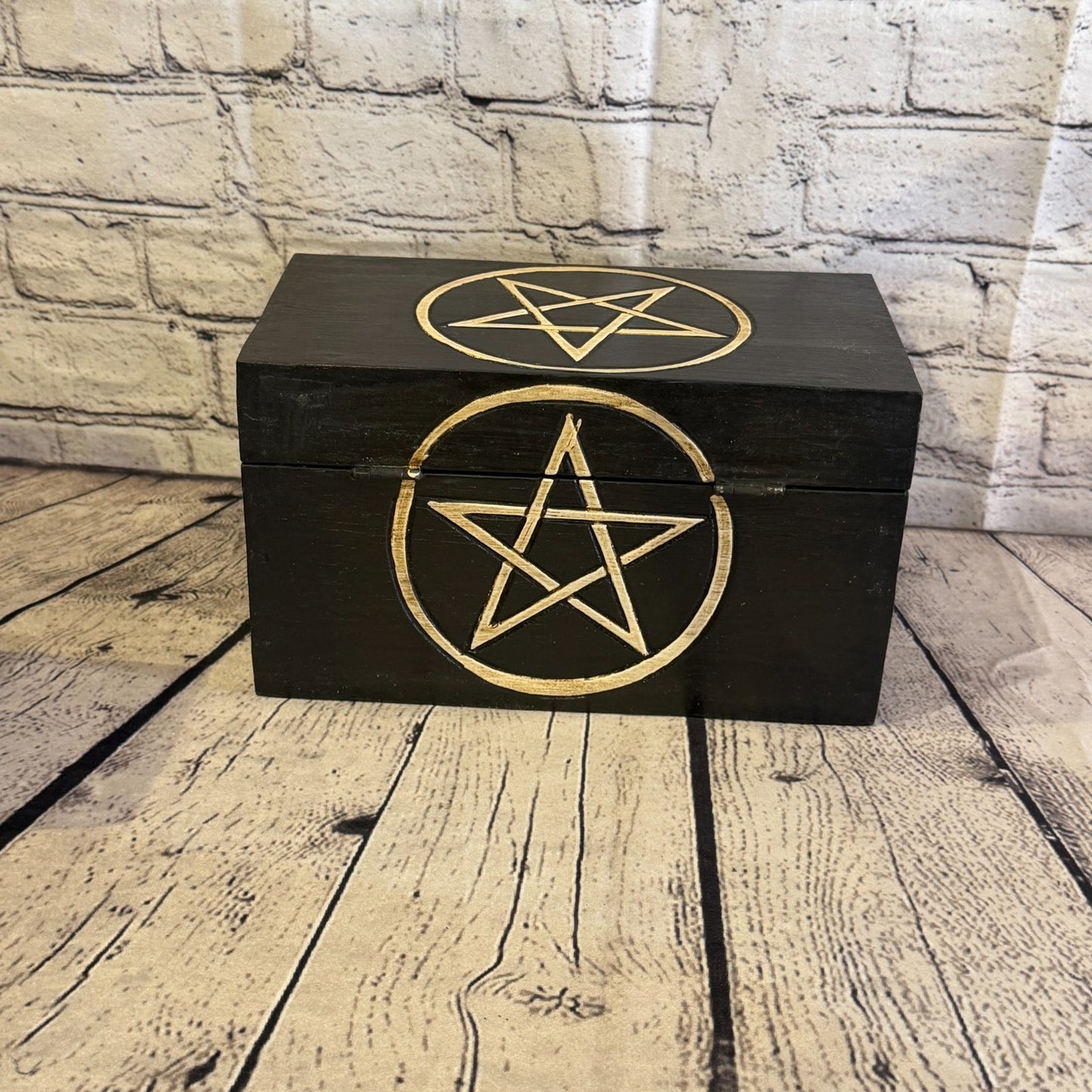 24cm x 14cm x 14cm Wood Gothic Pentagram Skull Coffin Jewellery Trinket Box4