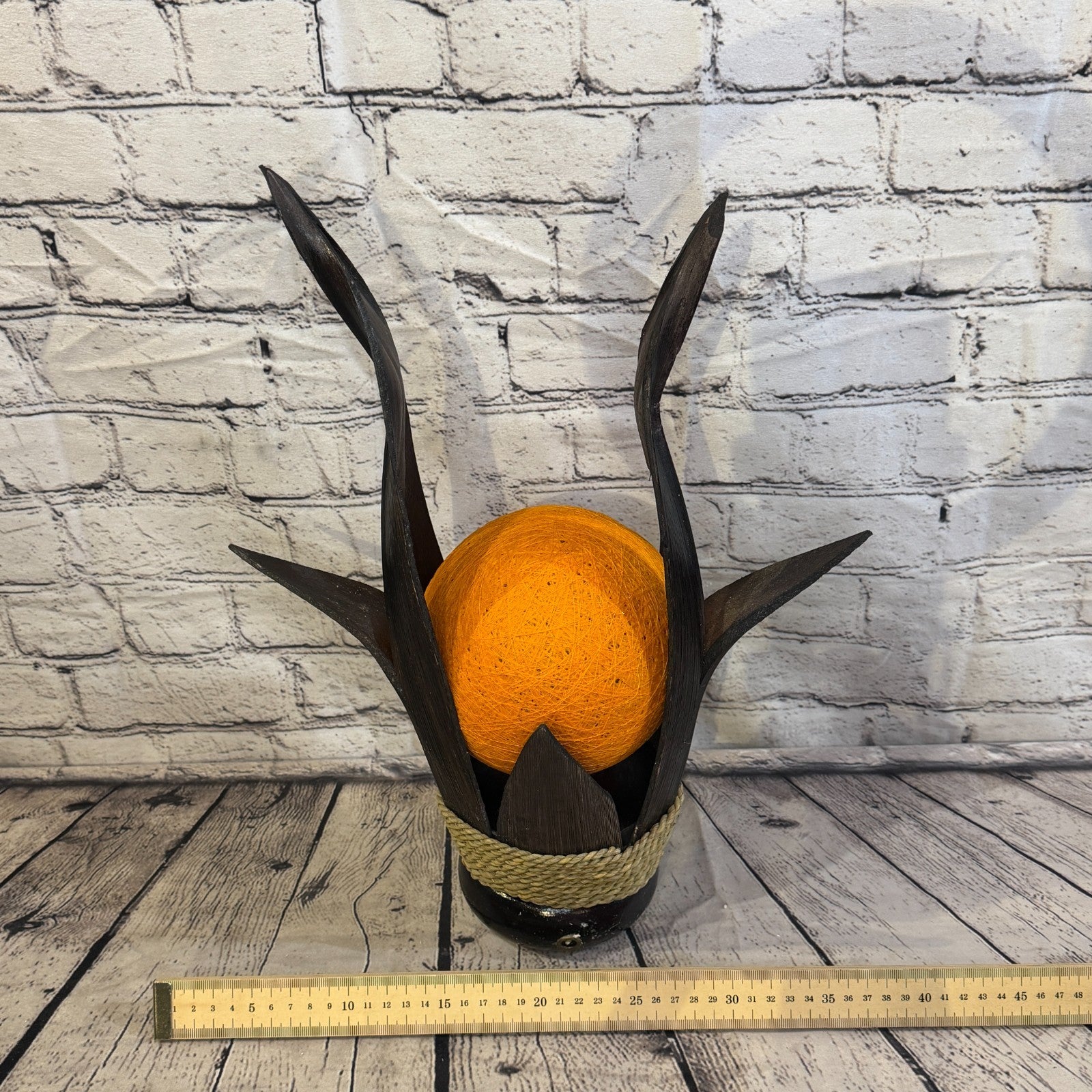 Orange Light Brown Natural 45cm Tall Leaf Lamp Twist LED UK Mains Plug Design 46