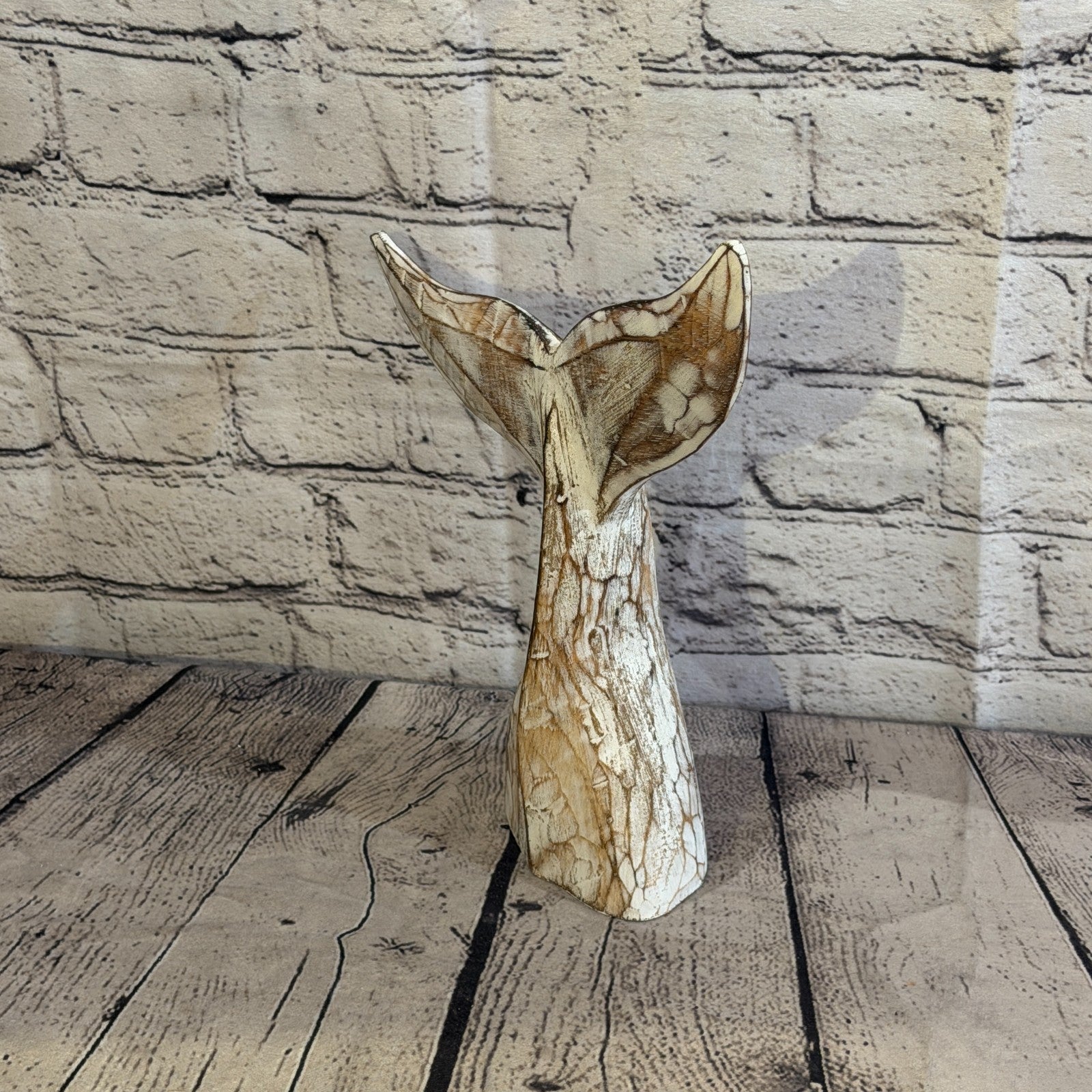25cm x 25cm Whale Tail Brown Fish Wood Coastal Ocean Bathroom Decoration1