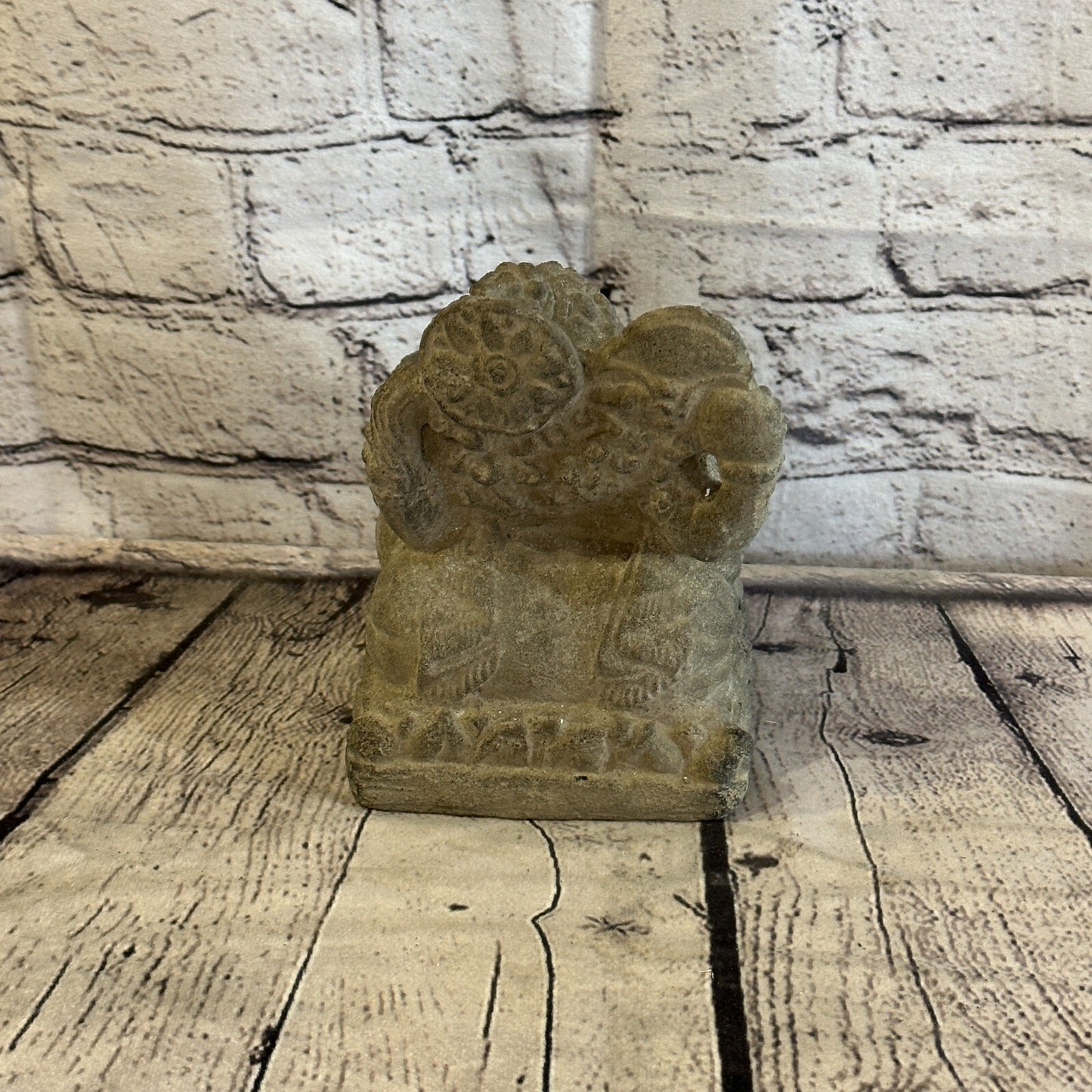 Ganasha Candle Stone Garden 18cm Ornament Outdoor Indoor Statue Hindu5