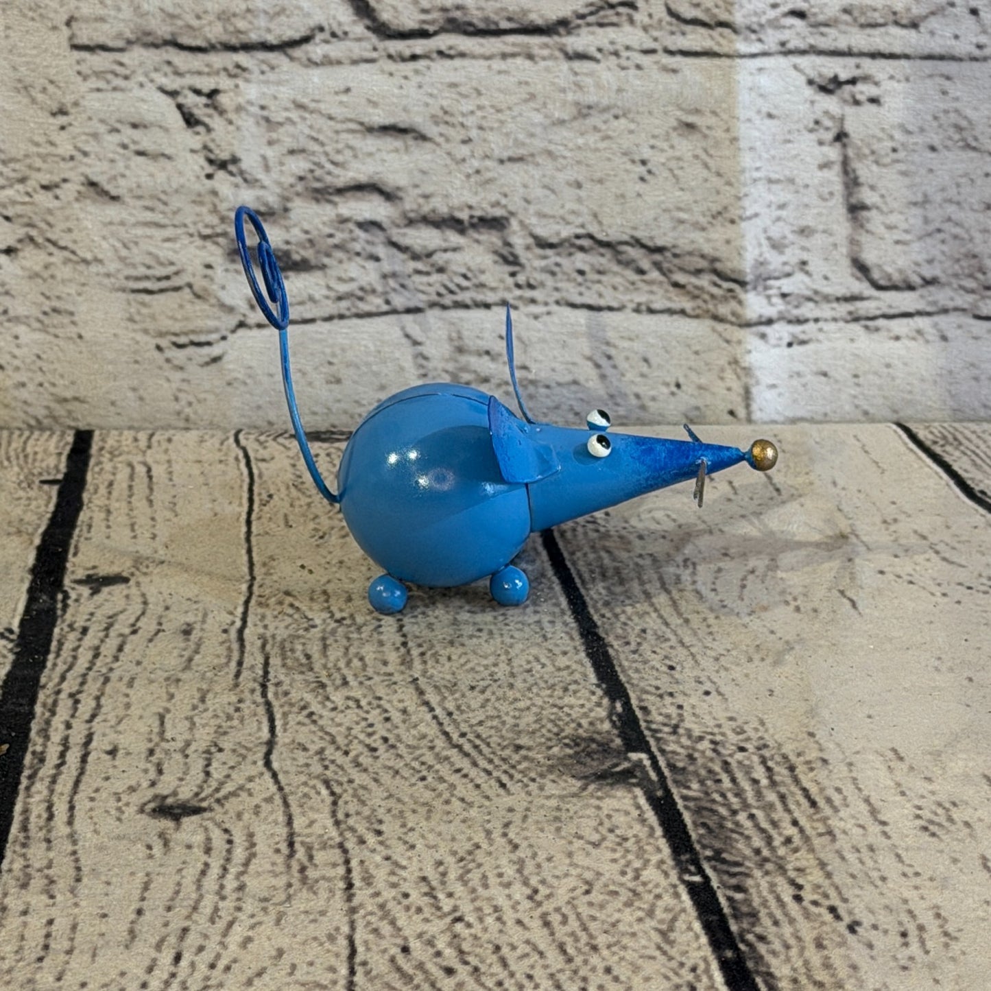 10cm x 8cm Small Colourful Blue Mouse Rat Metal Tin Standing Ornament Statue3