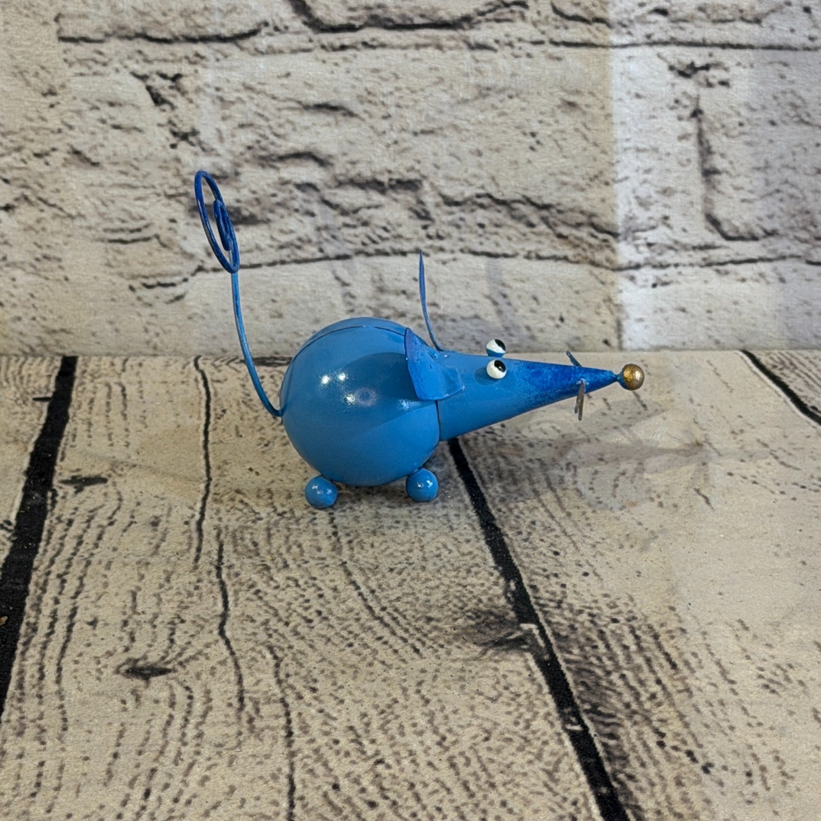 10cm x 8cm Small Colourful Blue Mouse Rat Metal Tin Standing Ornament Statue3