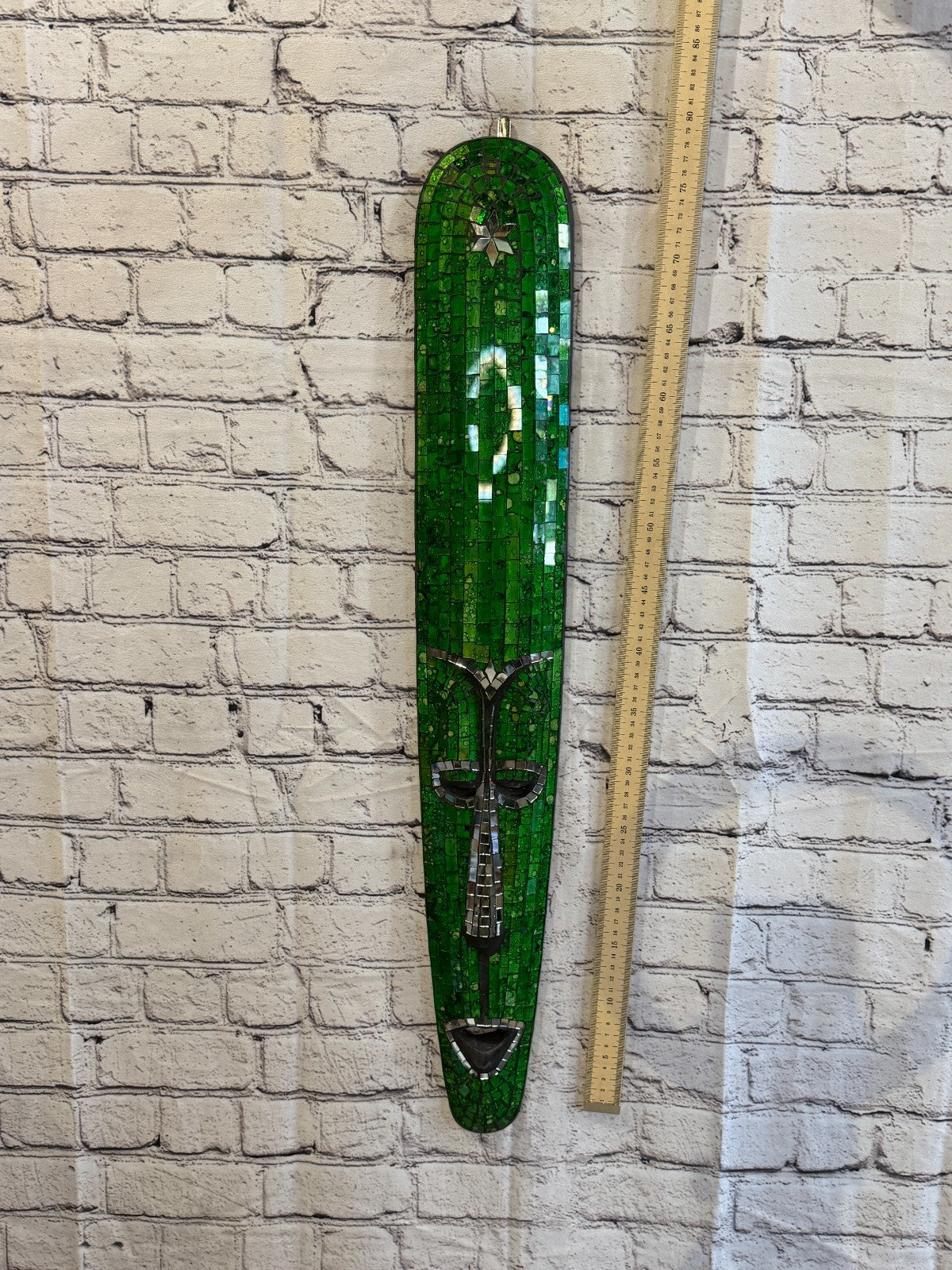 80cm Mask Green Mosaic Wall Hanging Wooden Ornaments Wood Carving4