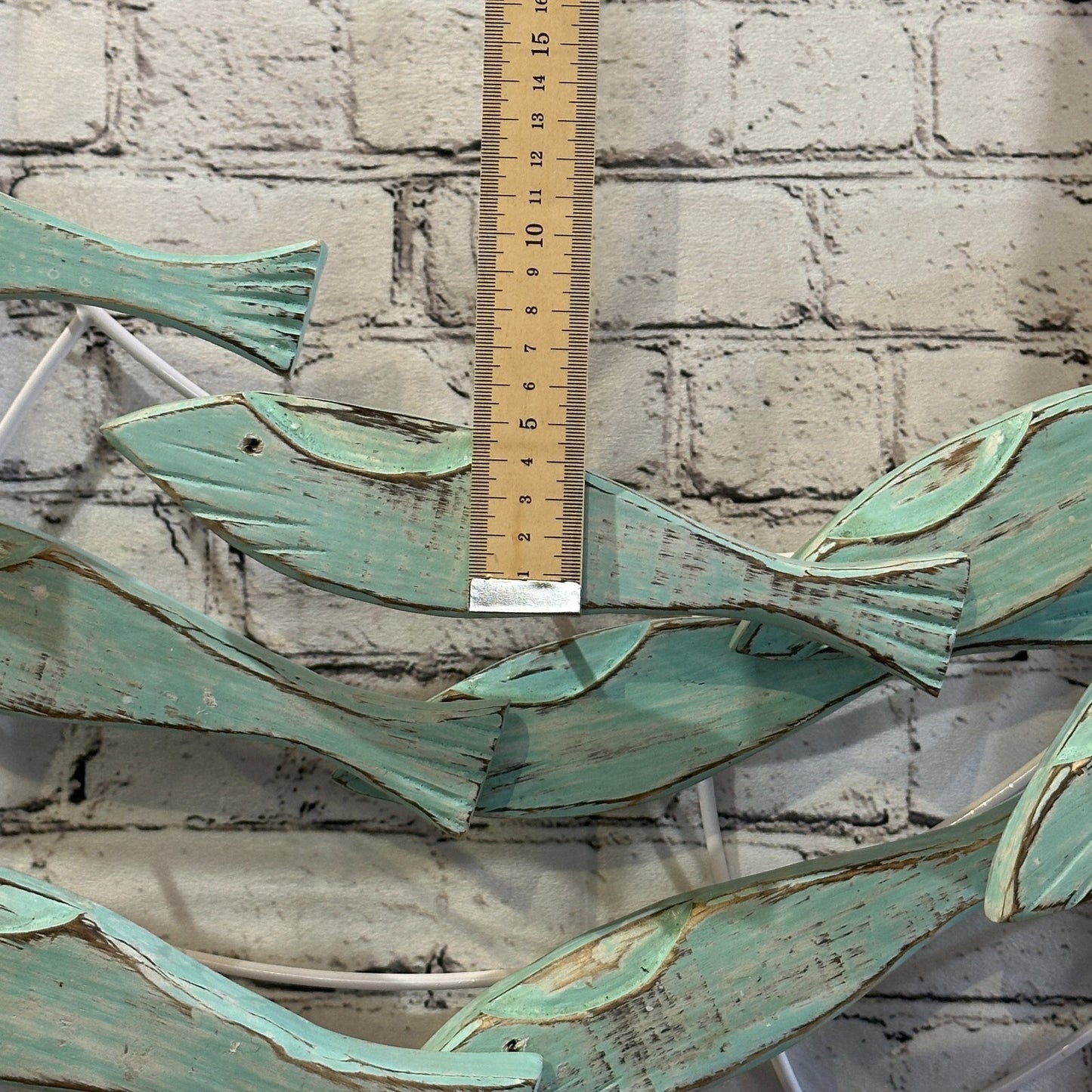 80cm Green Blue Shoal Of Fish On Wood   Fish Decoration Fish Shoal Sprats Fish7