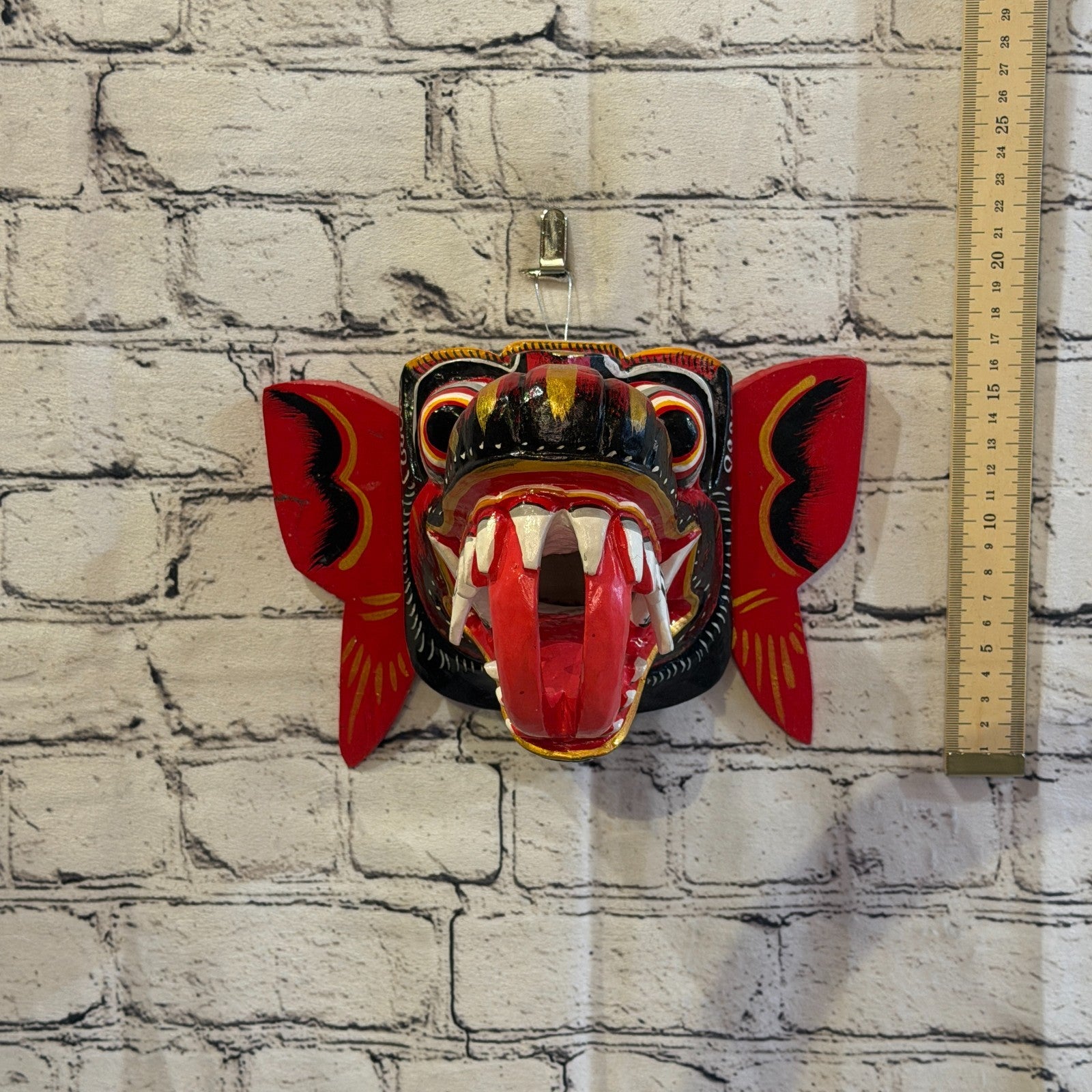 20cm Naga Basukih Red Dragon Hindu Deity Wooden Hand Carved Mask Painted9