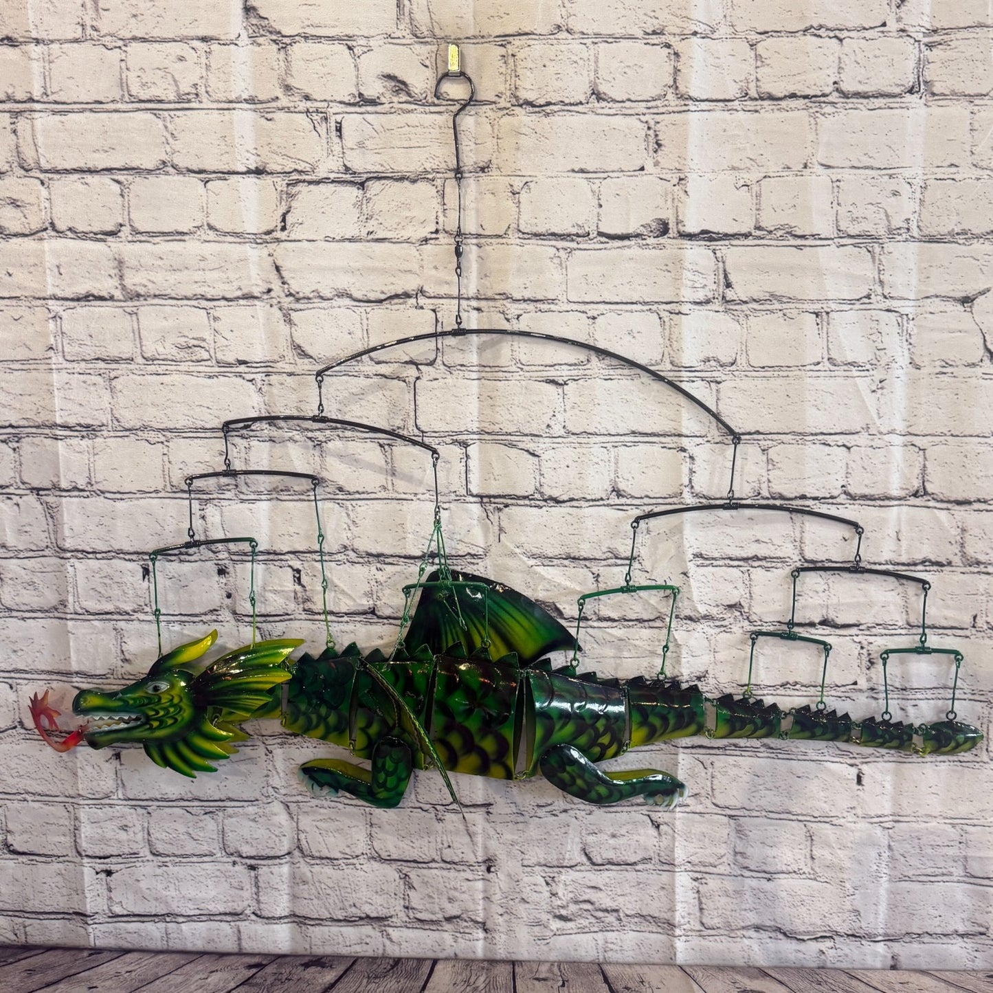 100cm x 50cm Green Metal Dragon Wall Art Dragon Sculpture Metal Wall Hanging0