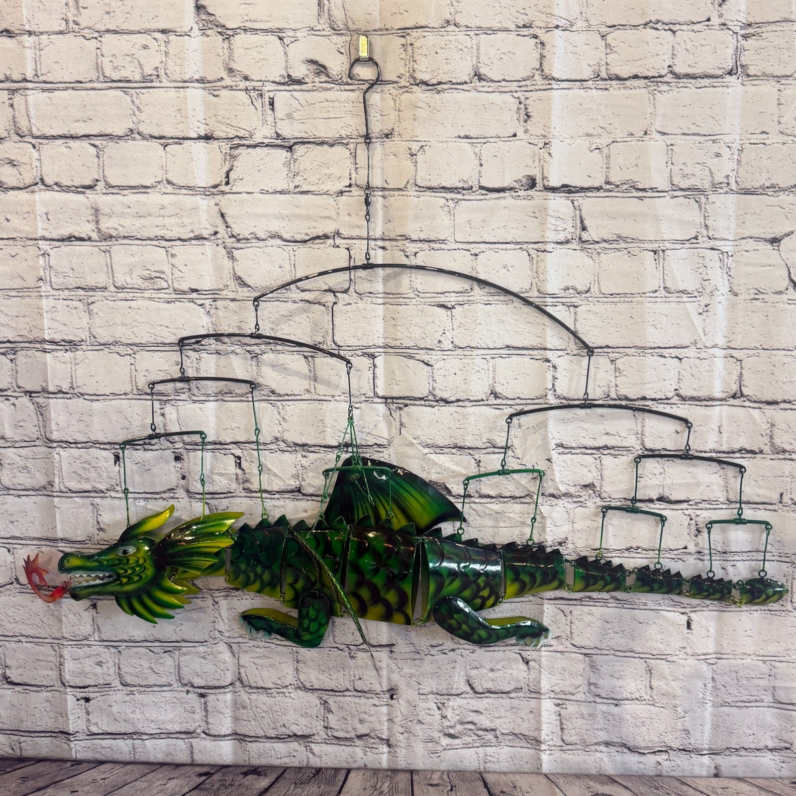 100cm x 50cm Green Metal Dragon Wall Art Dragon Sculpture Metal Wall Hanging0