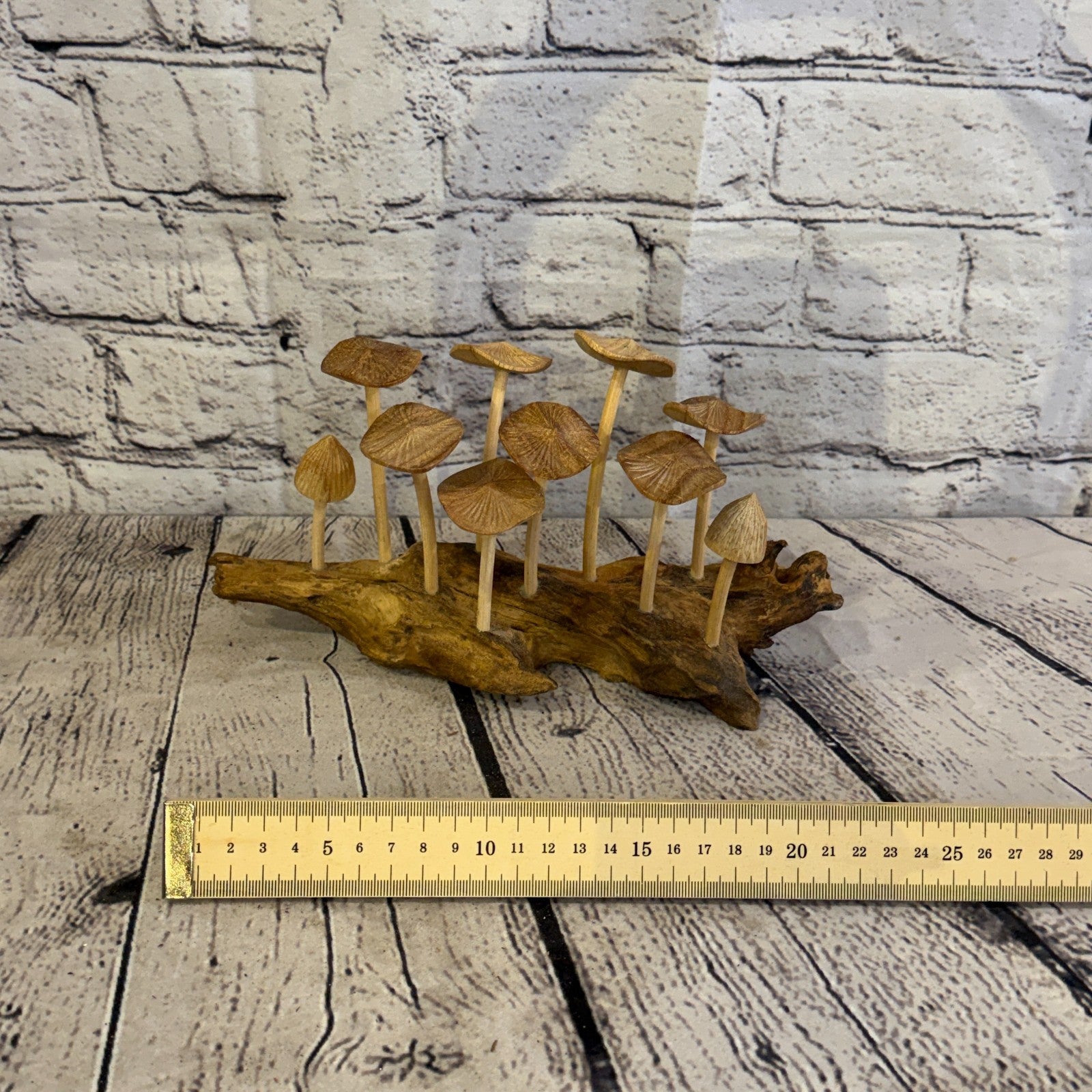 20cm Long Plain Mushroom Parasite Ornament Natural Carving Fairtrade Wooden6