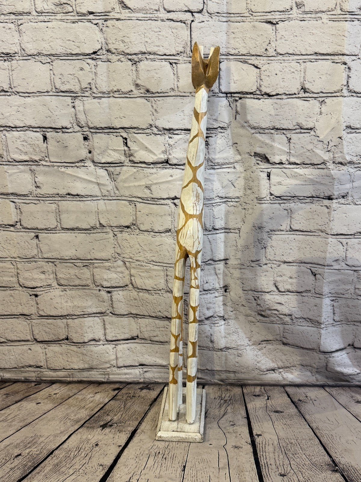 60cm White Dot Wooden Giraffe Standing Single Carved Solid Wood Giraffe Handmade4