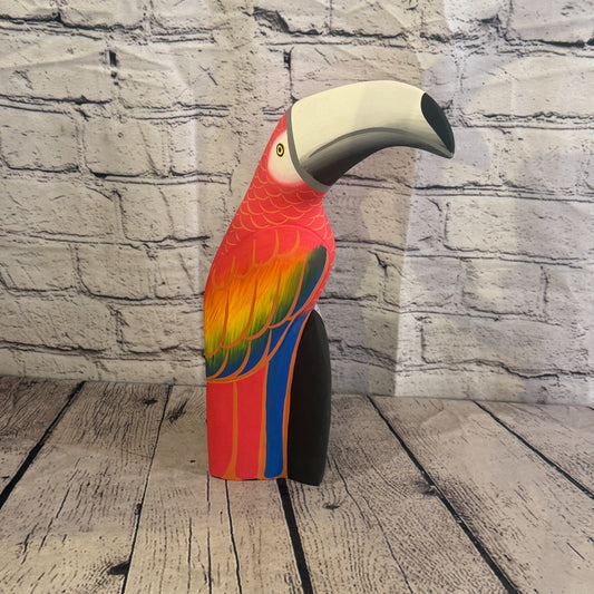 30cm Bright Red Toucan Bird Ornament Statue Fair Trade Hand Made Carved Wood0