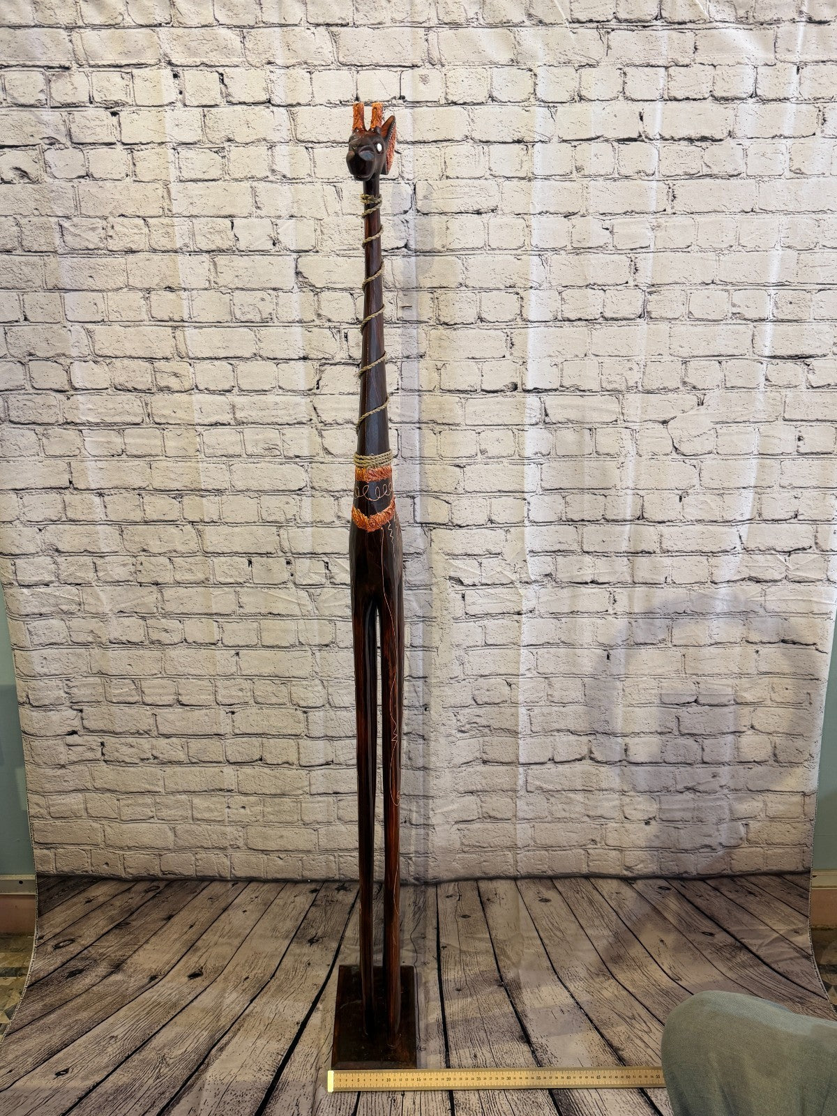 150cm Brown Wooden Giraffe Standing Single Carved Solid Wood Giraffe Handmade7