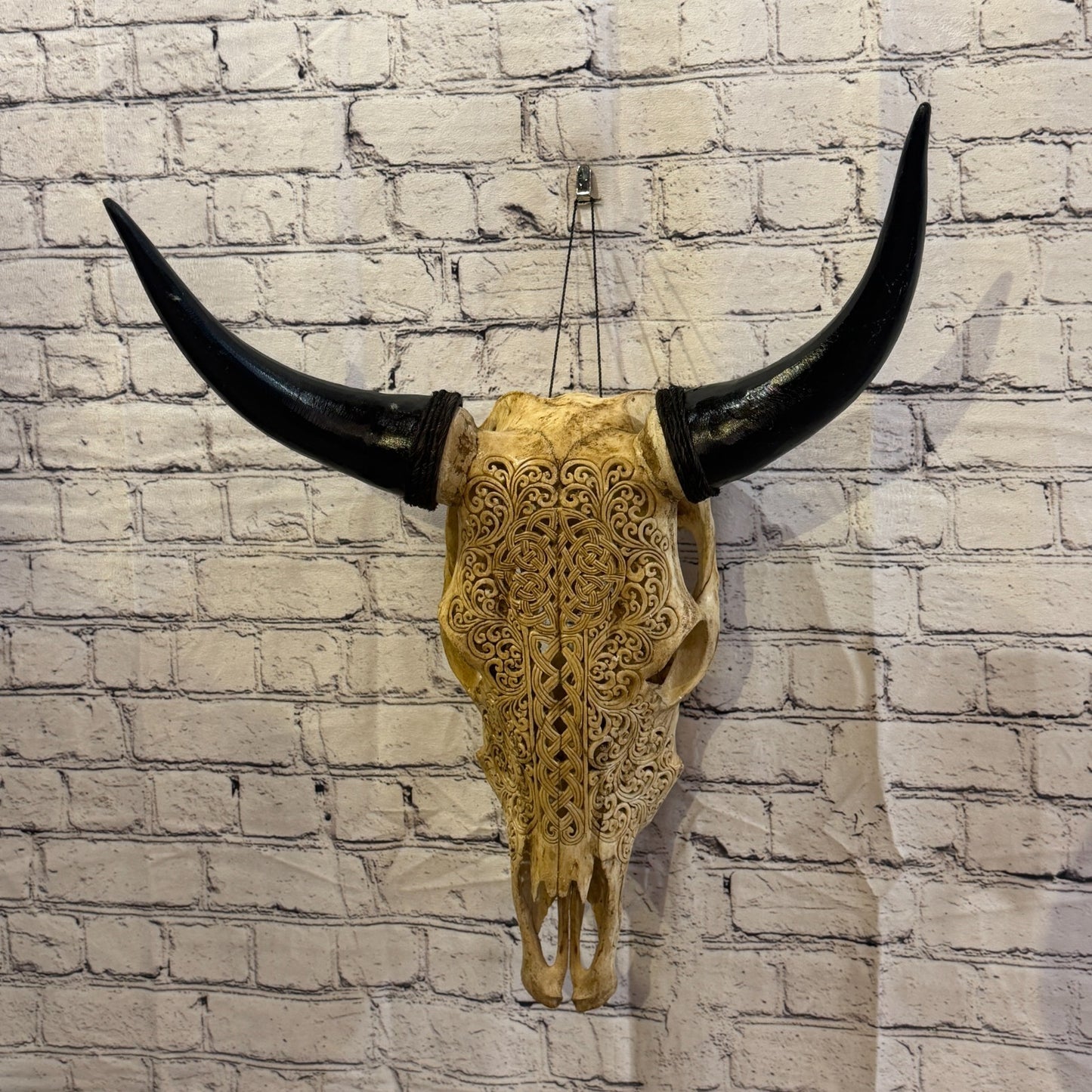 50cm Carved Buffalo Ram Wild Replica Skulls Wall Hanging Carved Design 62