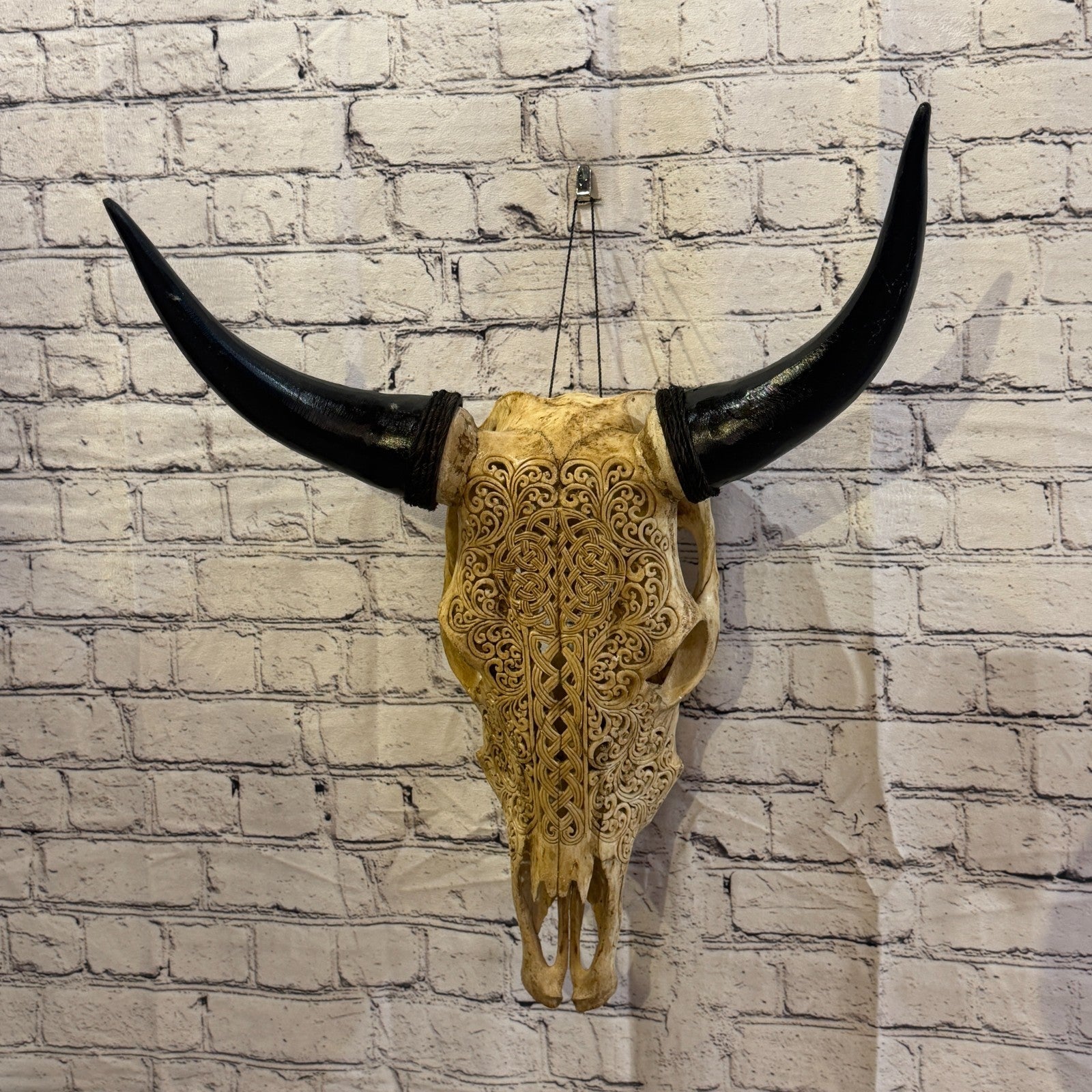 50cm Carved Buffalo Ram Wild Replica Skulls Wall Hanging Carved Design 62