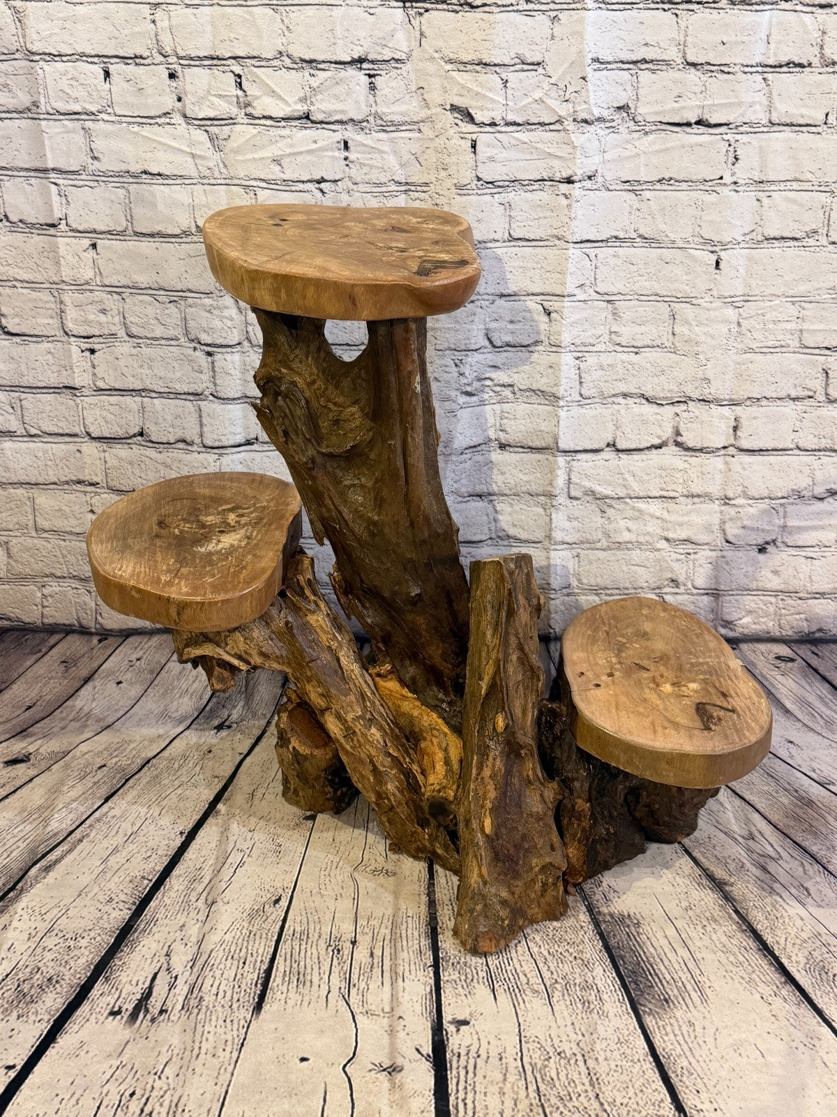 60cm x 60cm Triple Wooden Coffee Root Sculpture Garden Teak Root Ornament Carved4