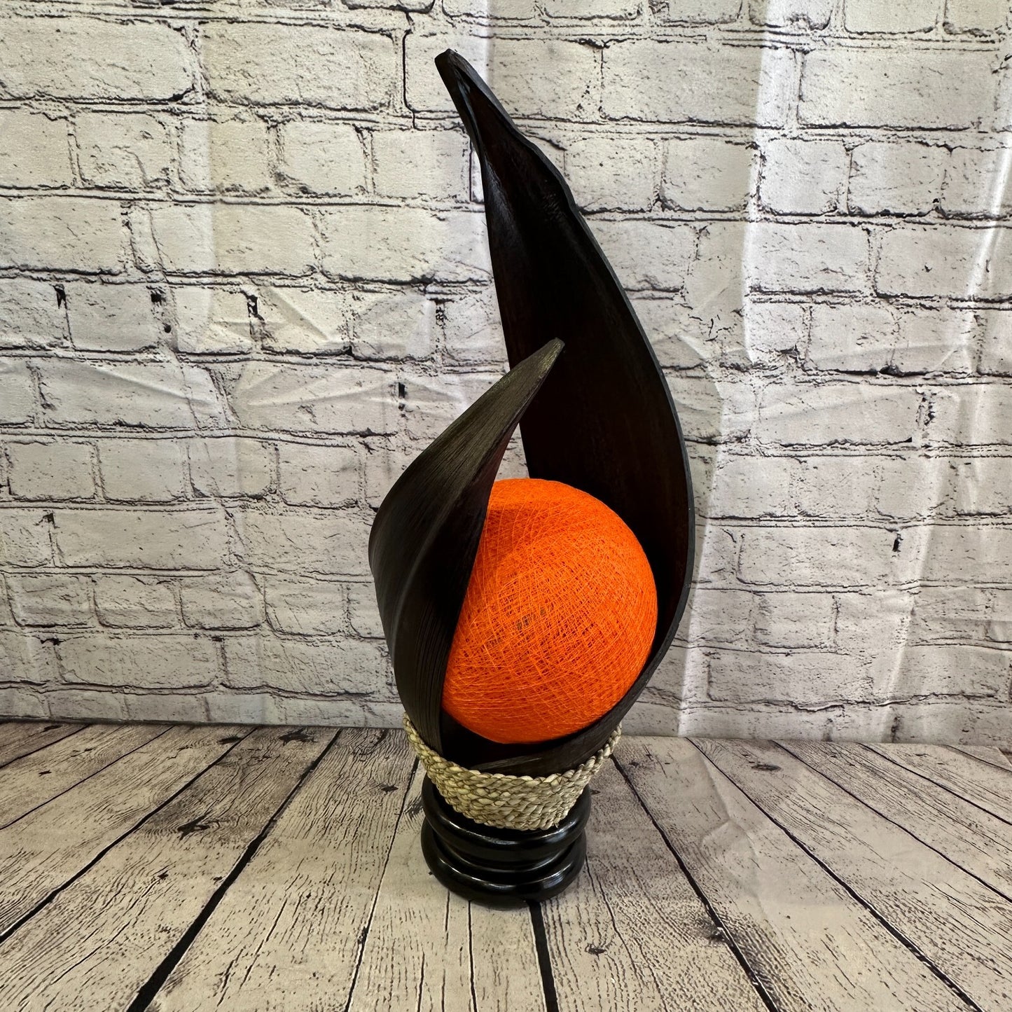 Orange Dark Brown Natural 55cm Tall Leaf Lamp Twist LED UK Mains Plug Design 20