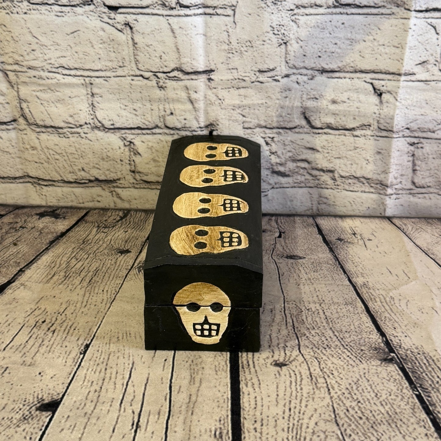 20cm x 10cm x 10cm Wood Gothic Pentagram Skull Coffin Jewellery Trinket Box3
