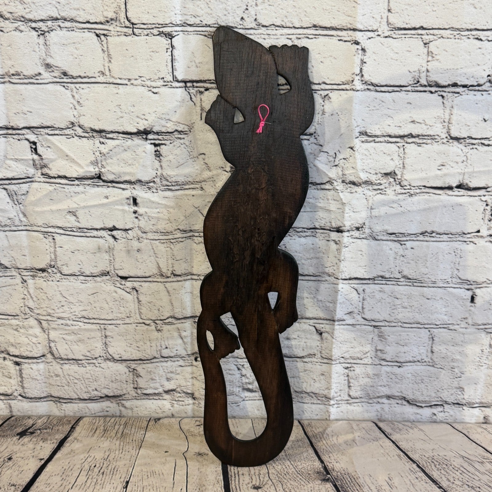 50cm Flamingo Gecko Carved Wooden Brown Work Painted Ethnic Tribal Tiki Wall Art5
